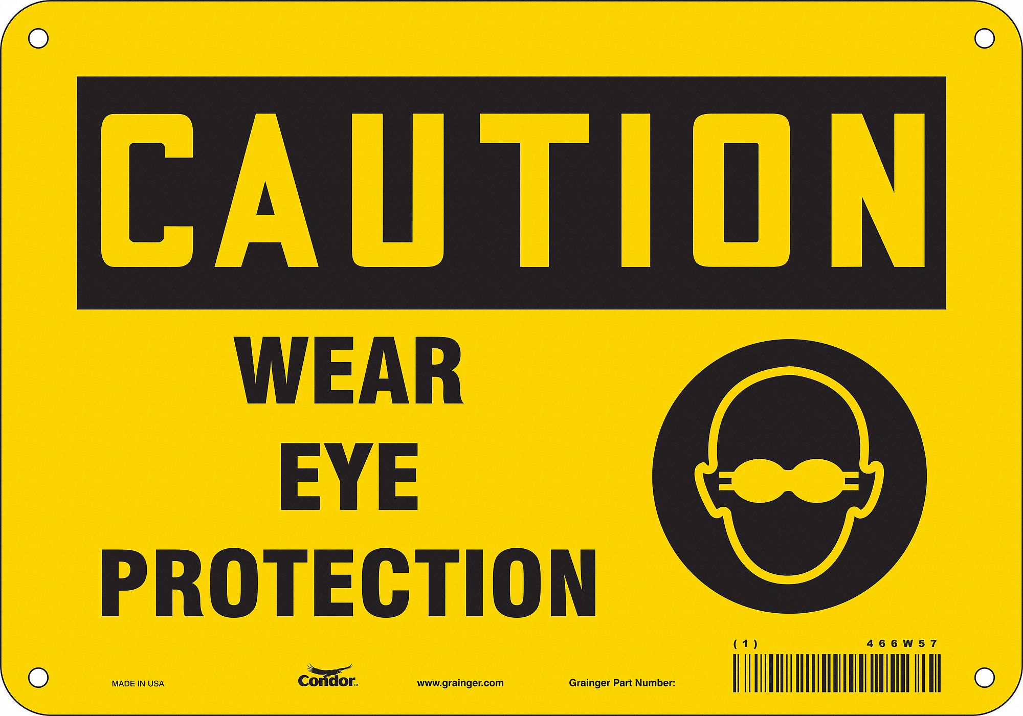 Safety Sign: Polyethylene, Mounting Holes Sign Mounting, 7 in x 10 in Nominal Sign Size, Caution