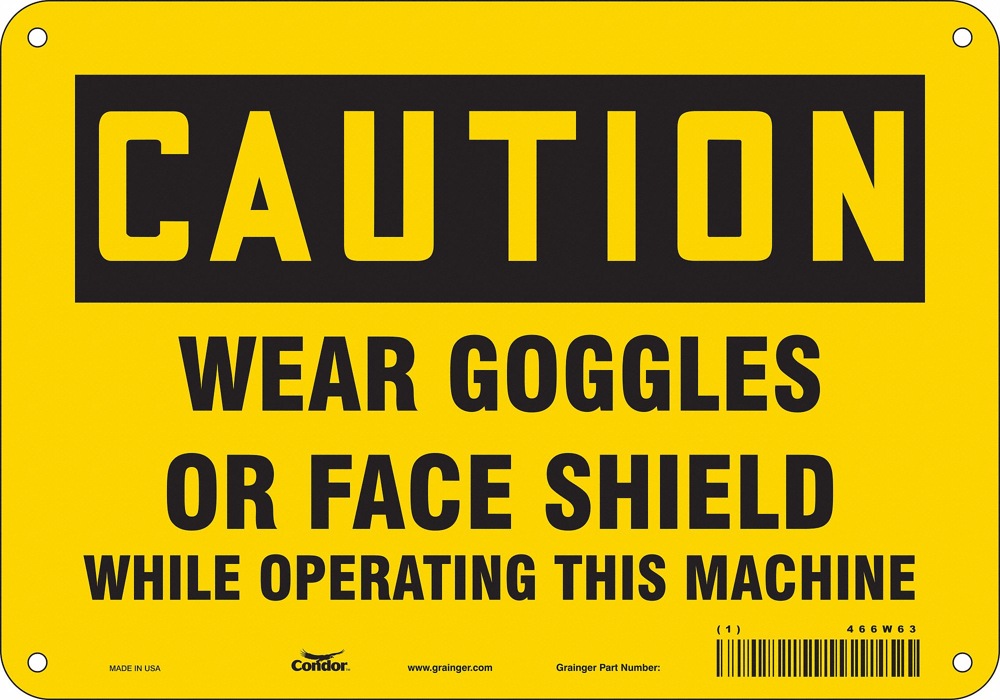 Safety Sign: Polyethylene, Mounting Holes Sign Mounting, 7 in x 10 in Nominal Sign Size, Caution
