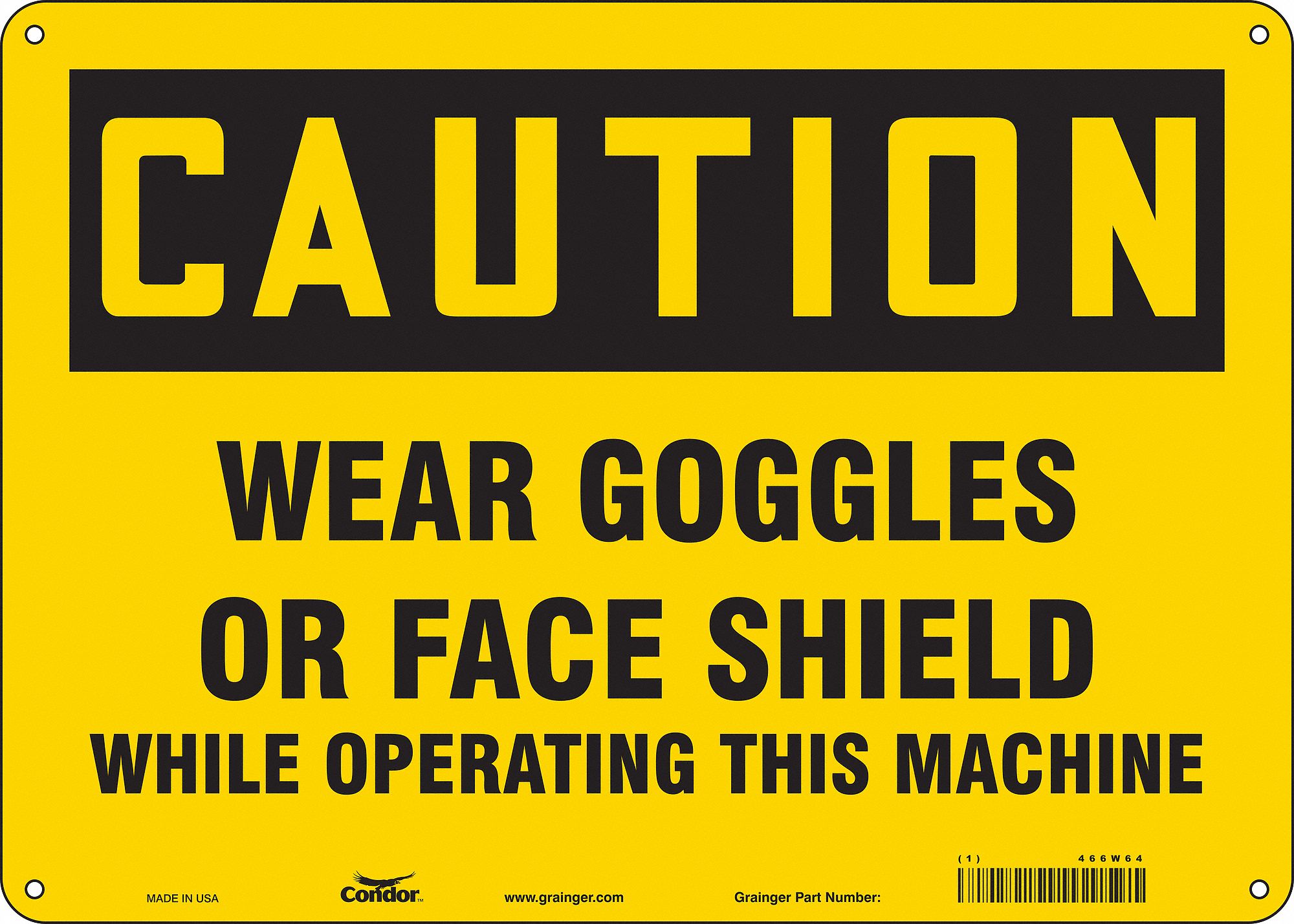 Safety Sign: Polyethylene, Mounting Holes Sign Mounting, 10 in x 14 in Nominal Sign Size, Caution