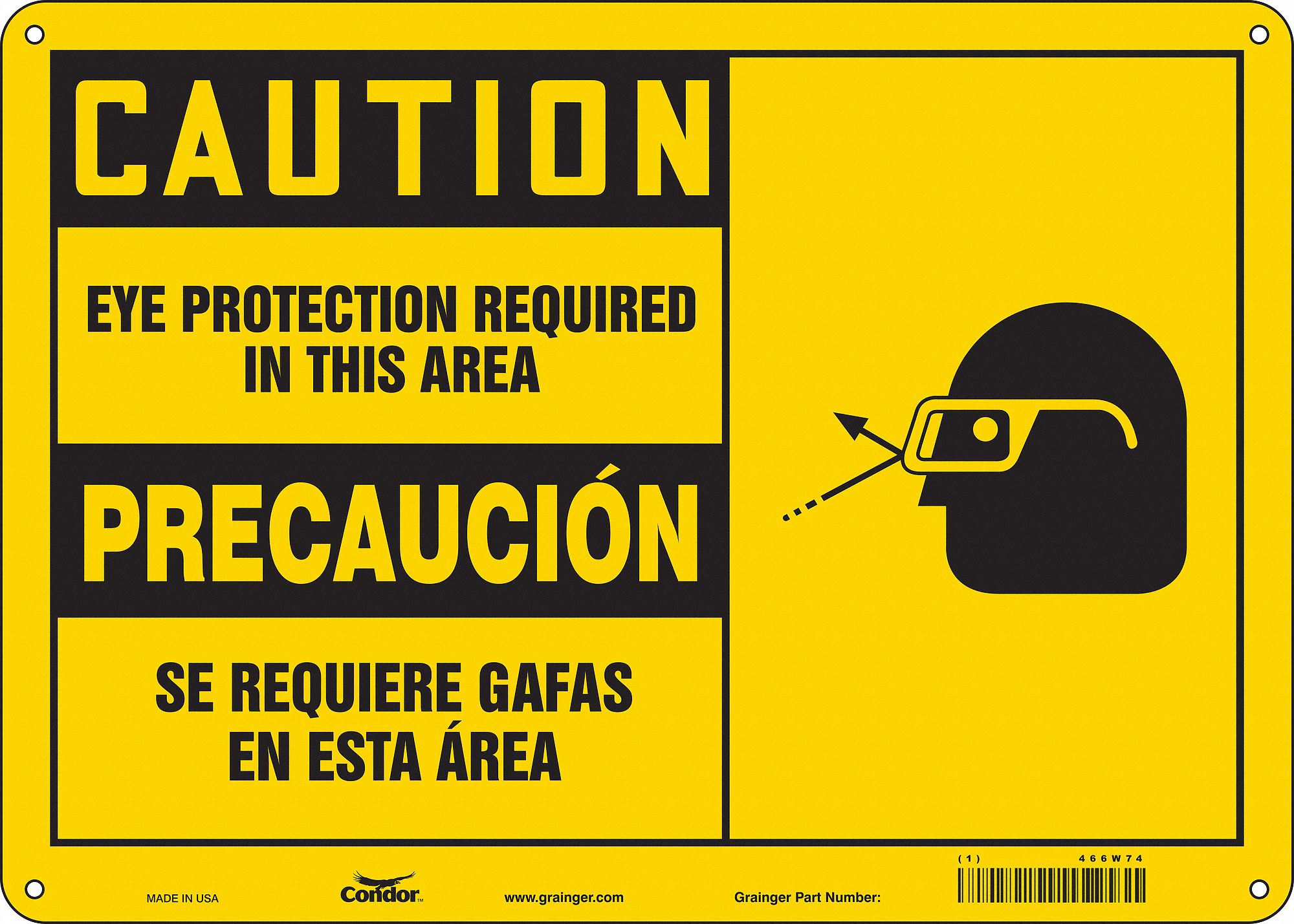 Safety Sign: Aluminum, Mounting Holes Sign Mounting, 10 in x 14 in Nominal Sign Size, 0.032 in Thick