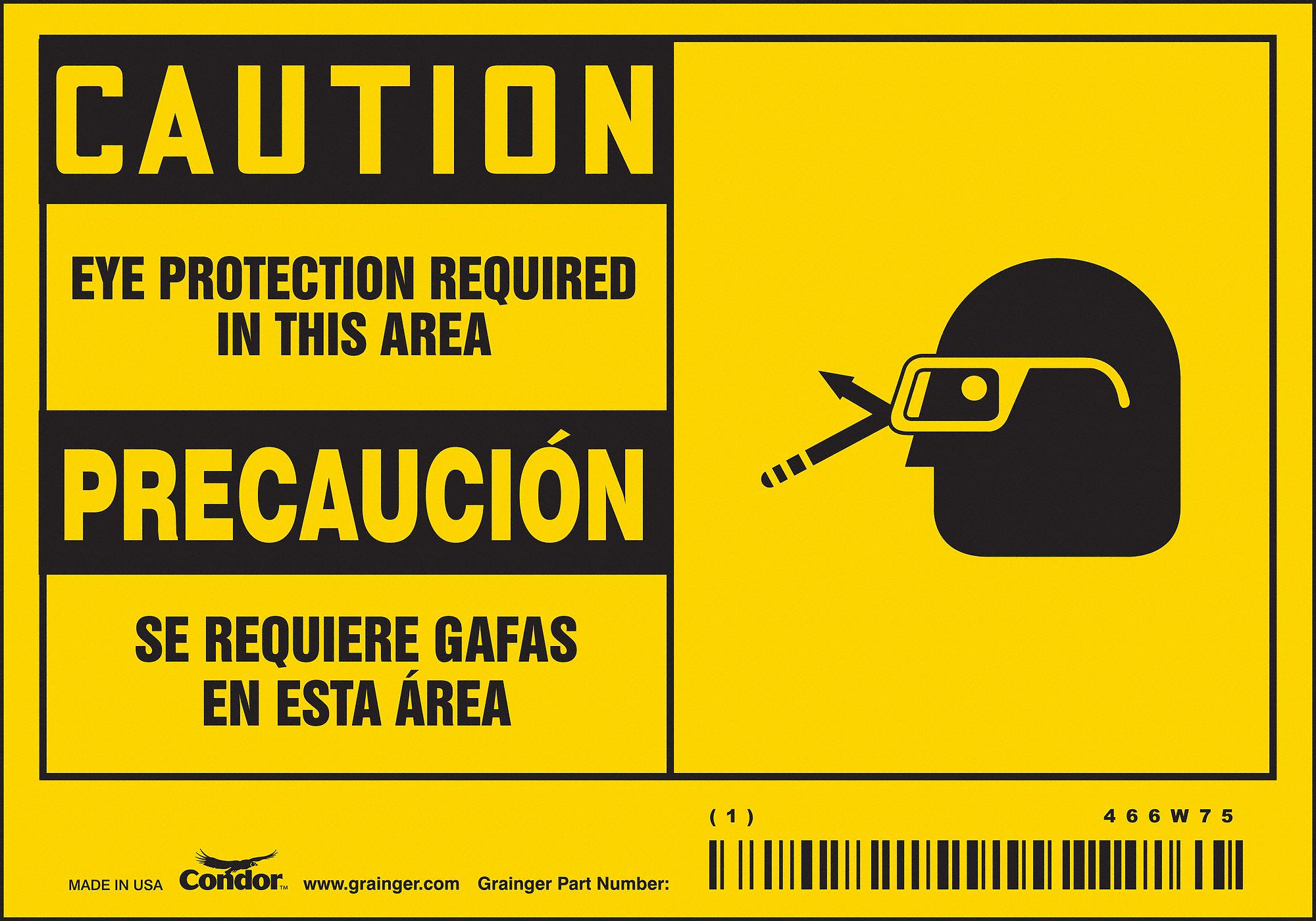 Safety Sign: Vinyl, Adhesive Sign Mounting, 3 1/2 in x 5 in Nominal Sign Size, 0.02 in Thick, 5 PK