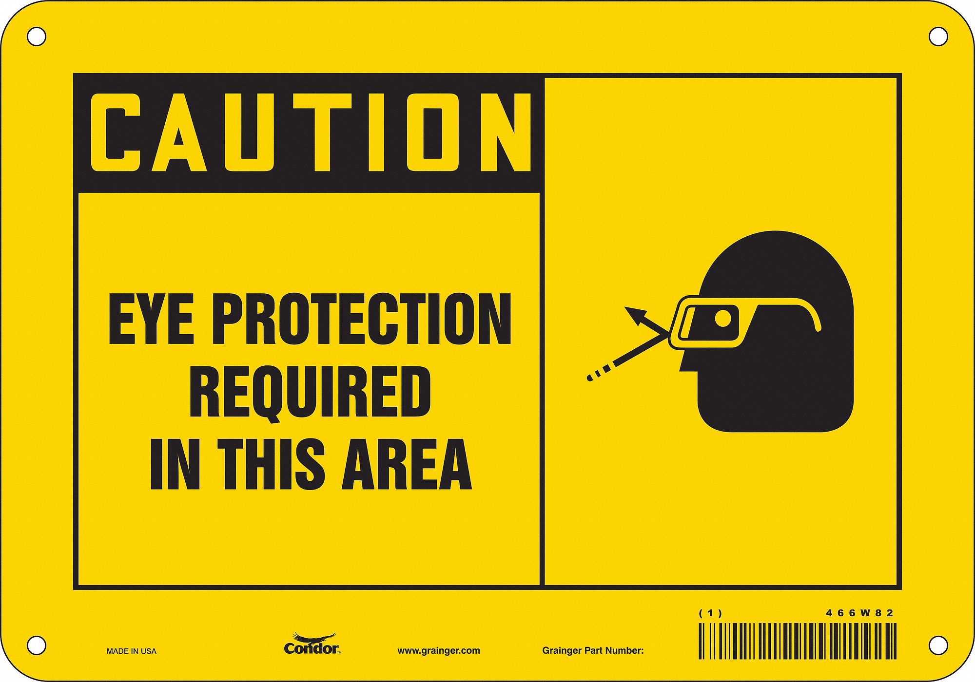 Safety Sign: Polyethylene, Mounting Holes Sign Mounting, 7 in x 10 in Nominal Sign Size, Caution