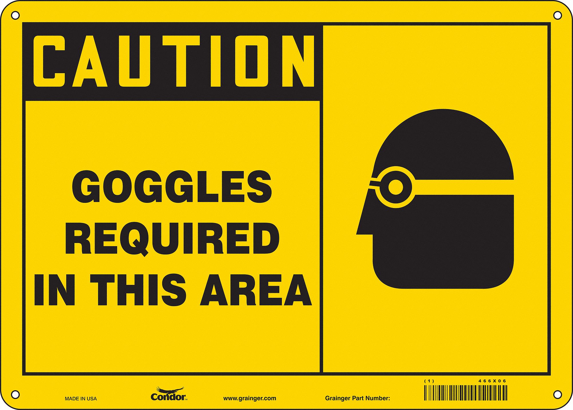 Safety Sign: Aluminum, Mounting Holes Sign Mounting, 10 in x 14 in Nominal Sign Size, 0.032 in Thick