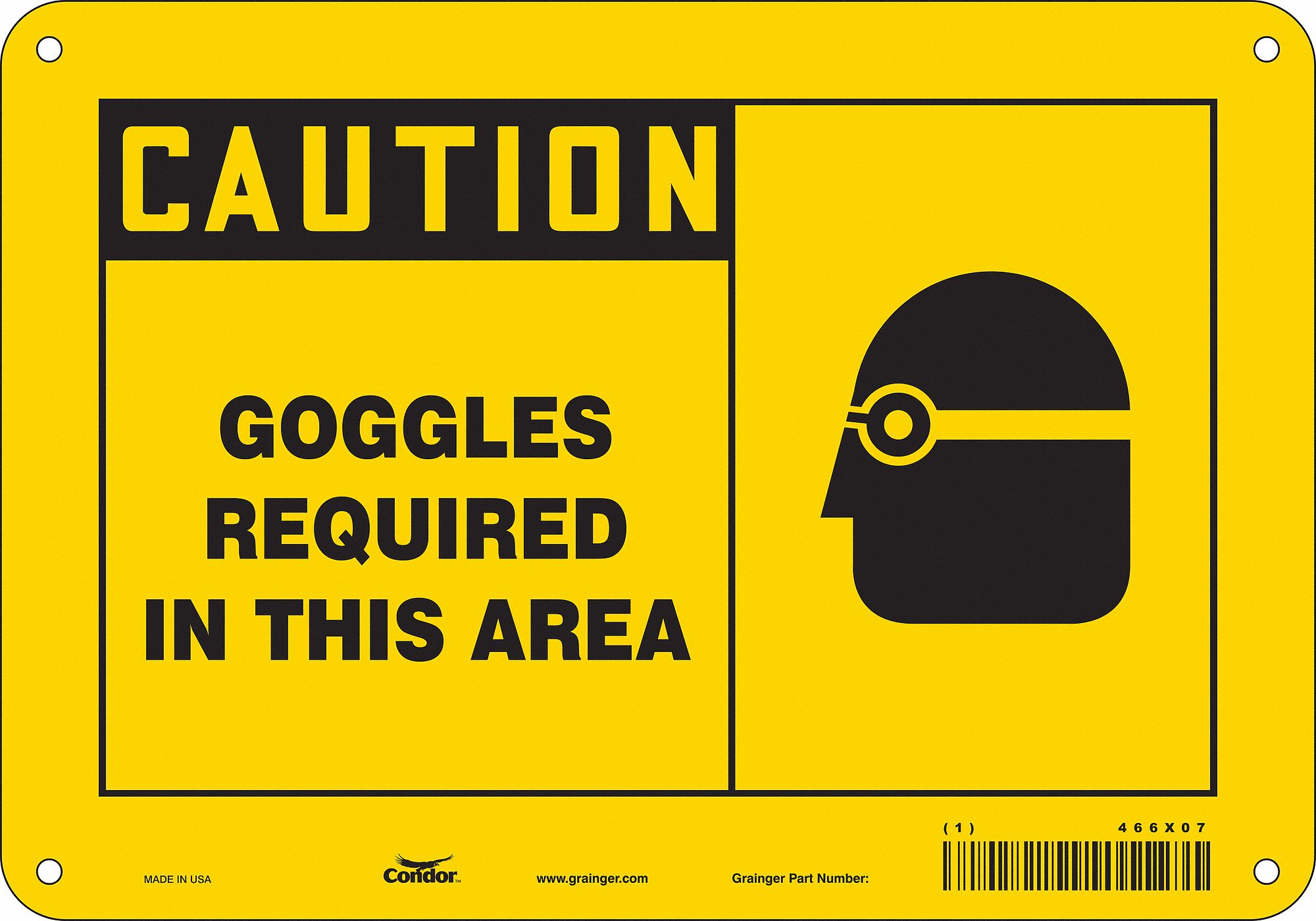 Safety Sign: Polyethylene, Mounting Holes Sign Mounting, 7 in x 10 in Nominal Sign Size, Caution