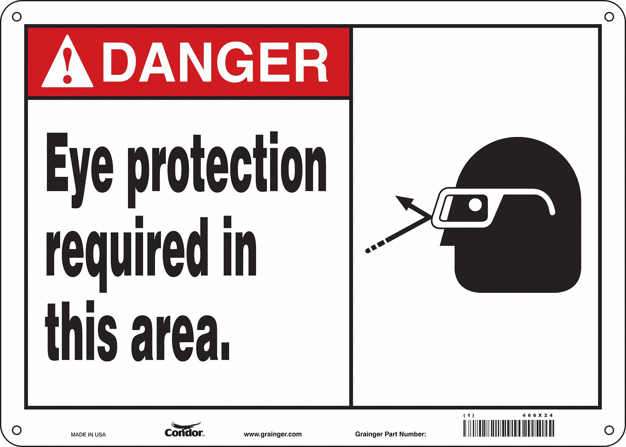 Safety Sign: Aluminum, Mounting Holes Sign Mounting, 10 in x 14 in Nominal Sign Size, 0.032 in Thick