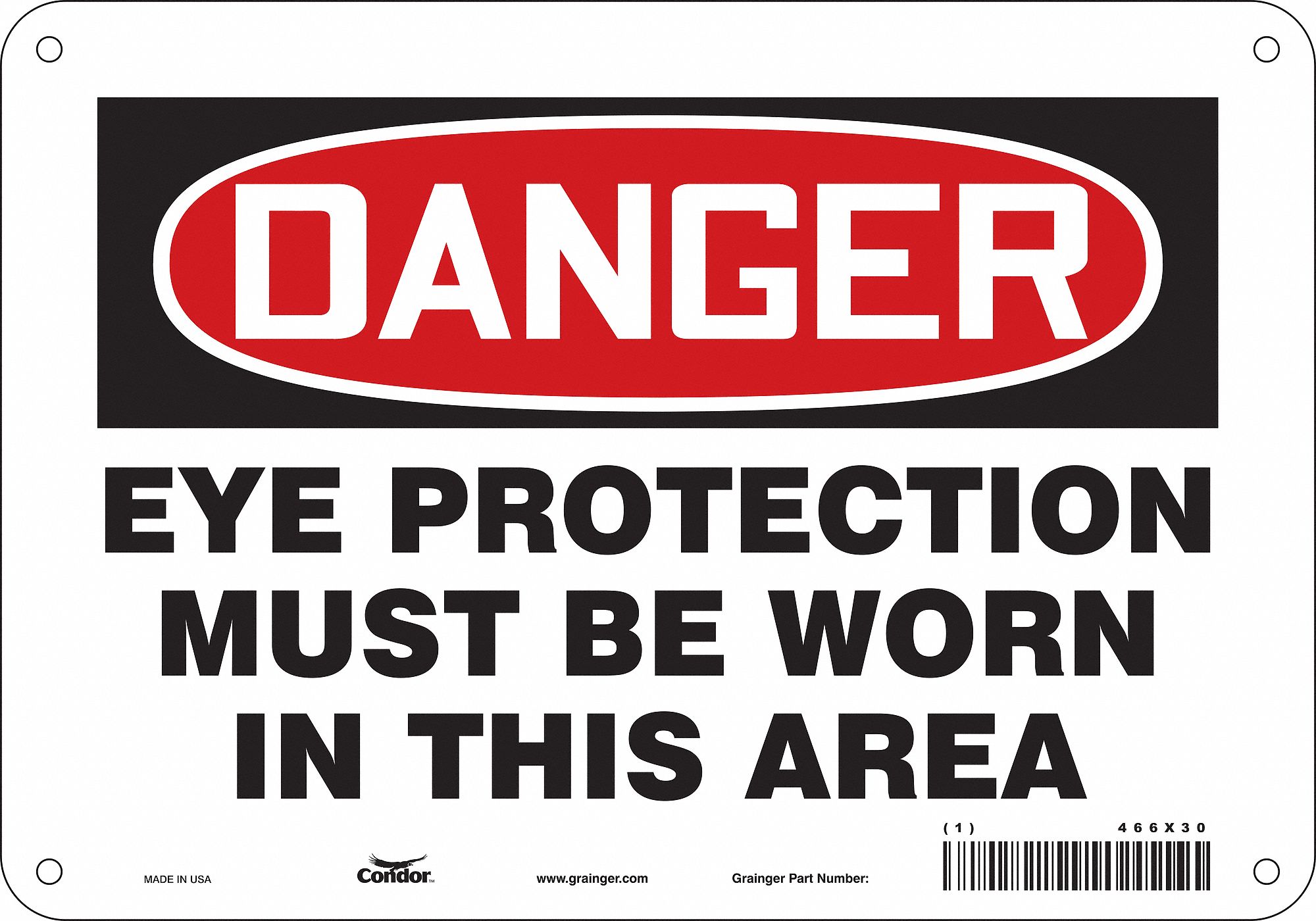 Safety Sign: Aluminum, Mounting Holes Sign Mounting, 7 in x 10 in Nominal Sign Size, 0.032 in Thick