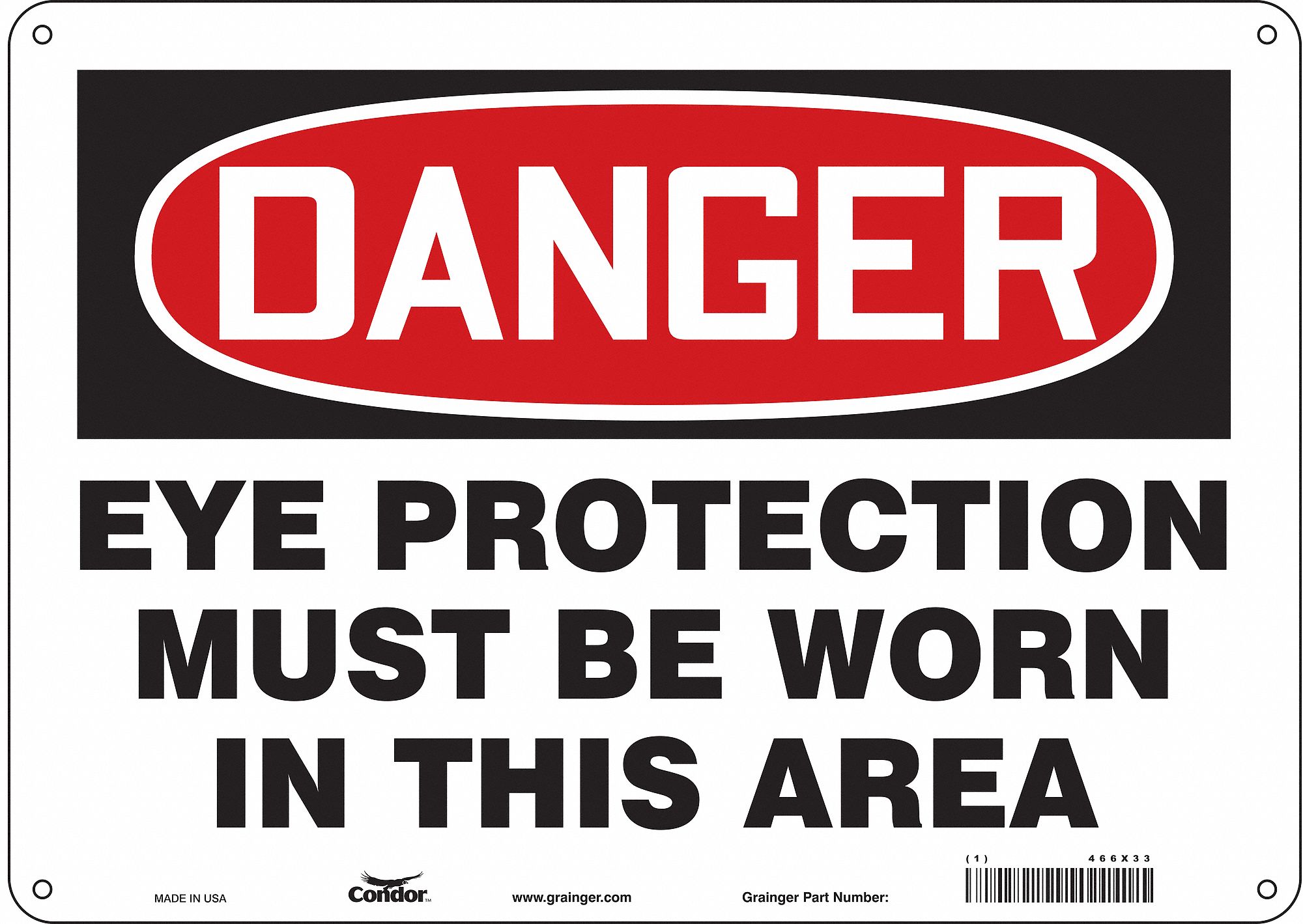 Safety Sign: Polyethylene, Mounting Holes Sign Mounting, 10 in x 14 in Nominal Sign Size, Danger