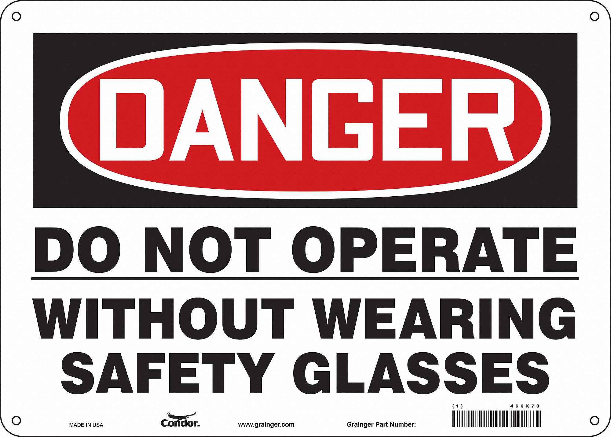 Safety Sign, 10 in x 14 in, Polyethylene