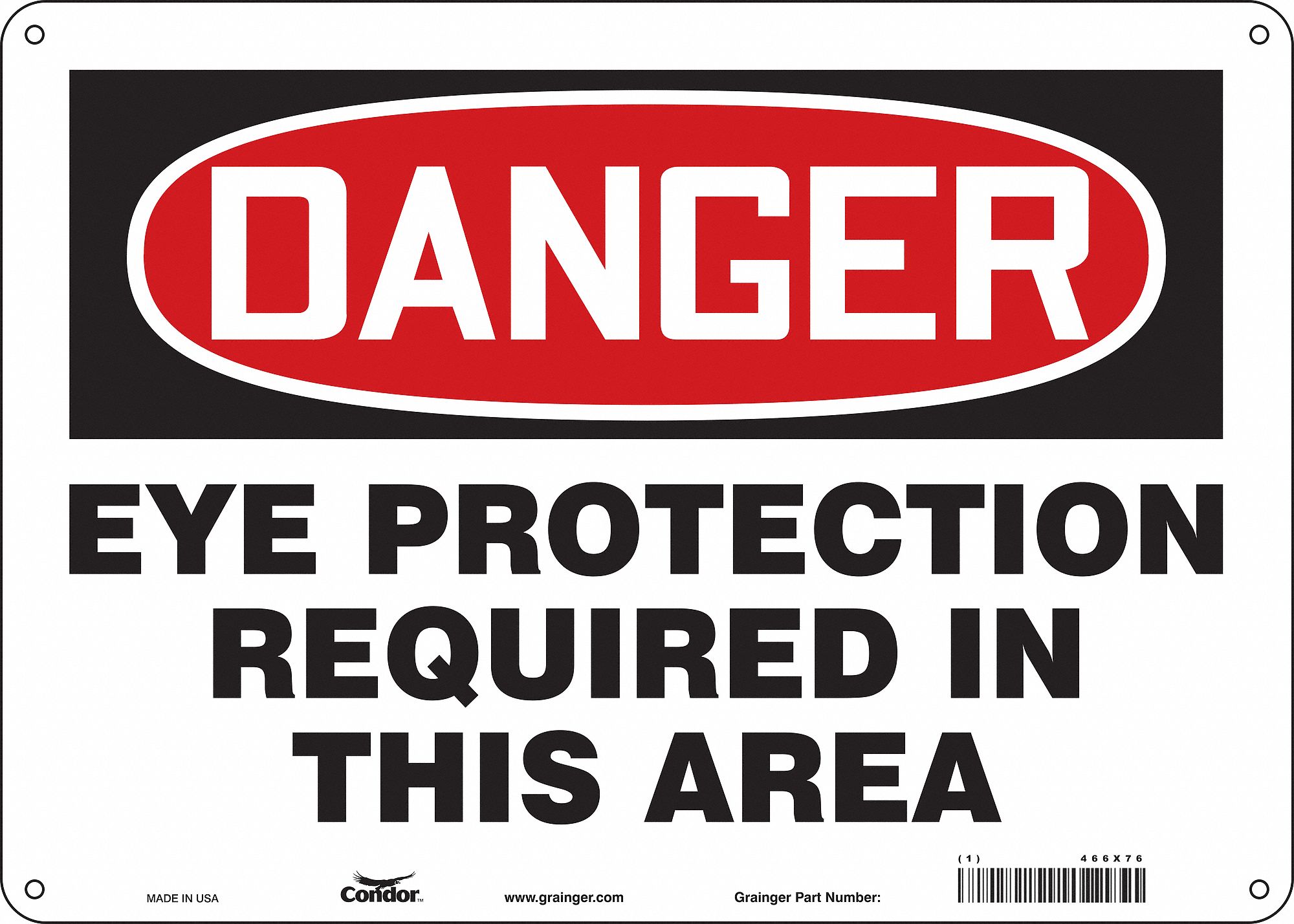 Safety Sign: Polyethylene, Mounting Holes Sign Mounting, 10 in x 14 in Nominal Sign Size, Danger