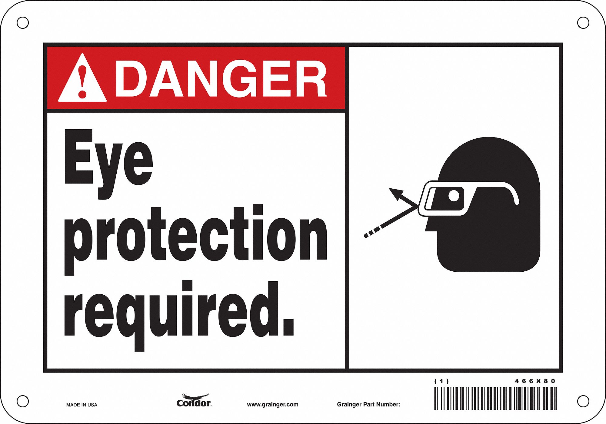 Safety Sign: Aluminum, Mounting Holes Sign Mounting, 7 in x 10 in Nominal Sign Size, 0.032 in Thick