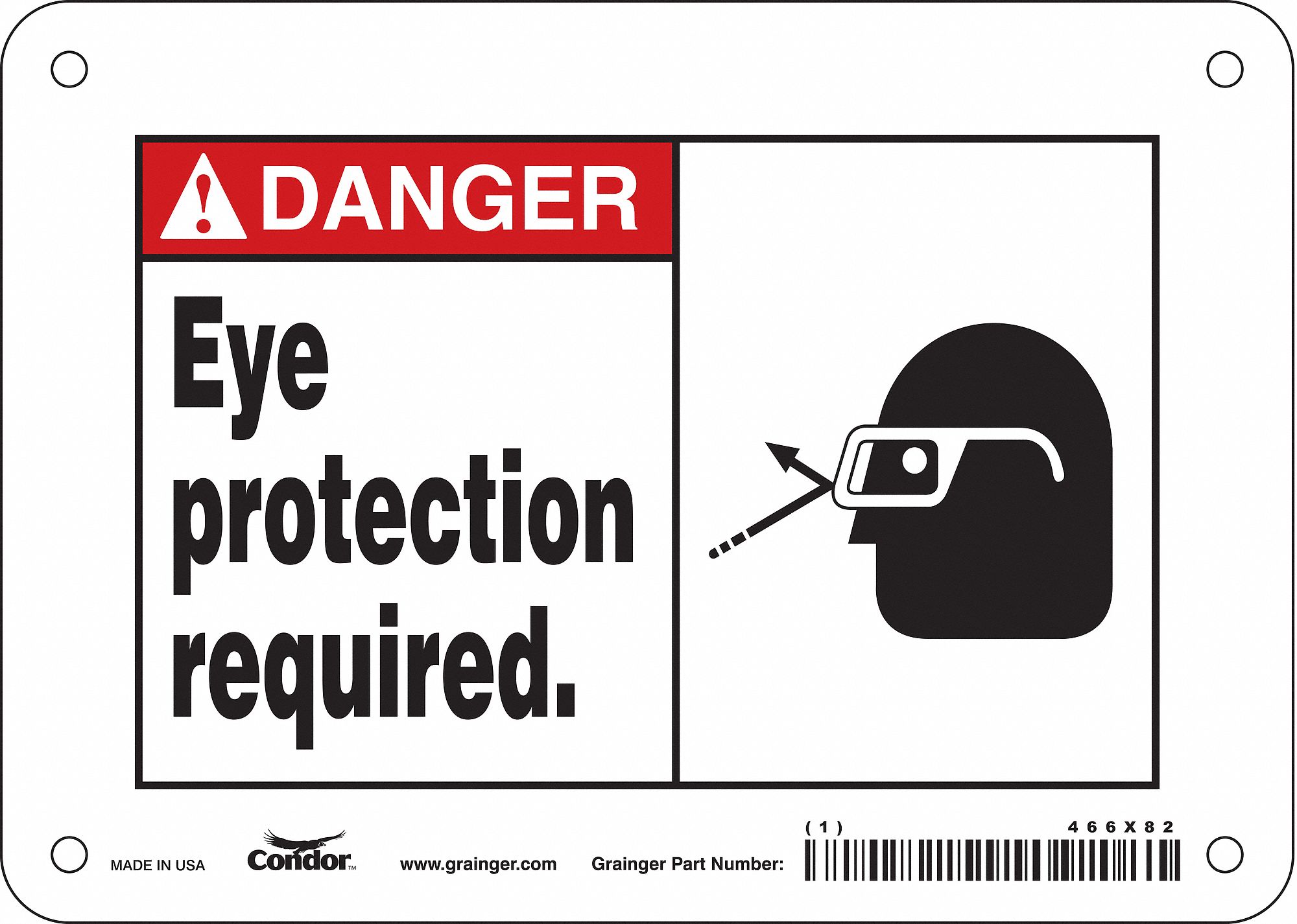 Safety Sign: Polyethylene, Mounting Holes Sign Mounting, 5 in x 7 in Nominal Sign Size