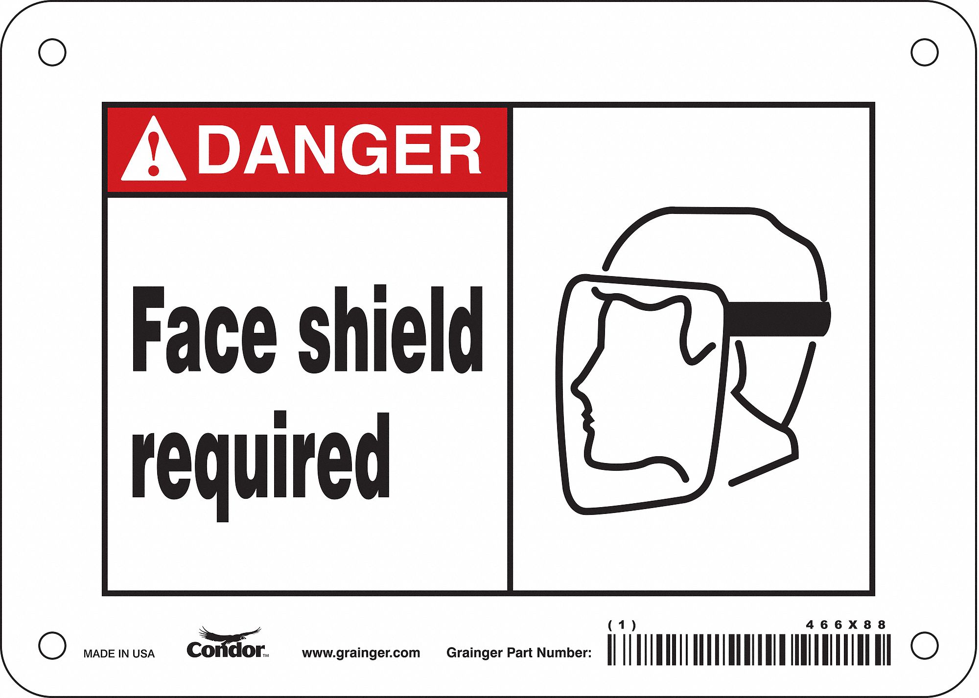 Safety Sign: Aluminum, Mounting Holes Sign Mounting, 5 in x 7 in Nominal Sign Size, 0.032 in Thick