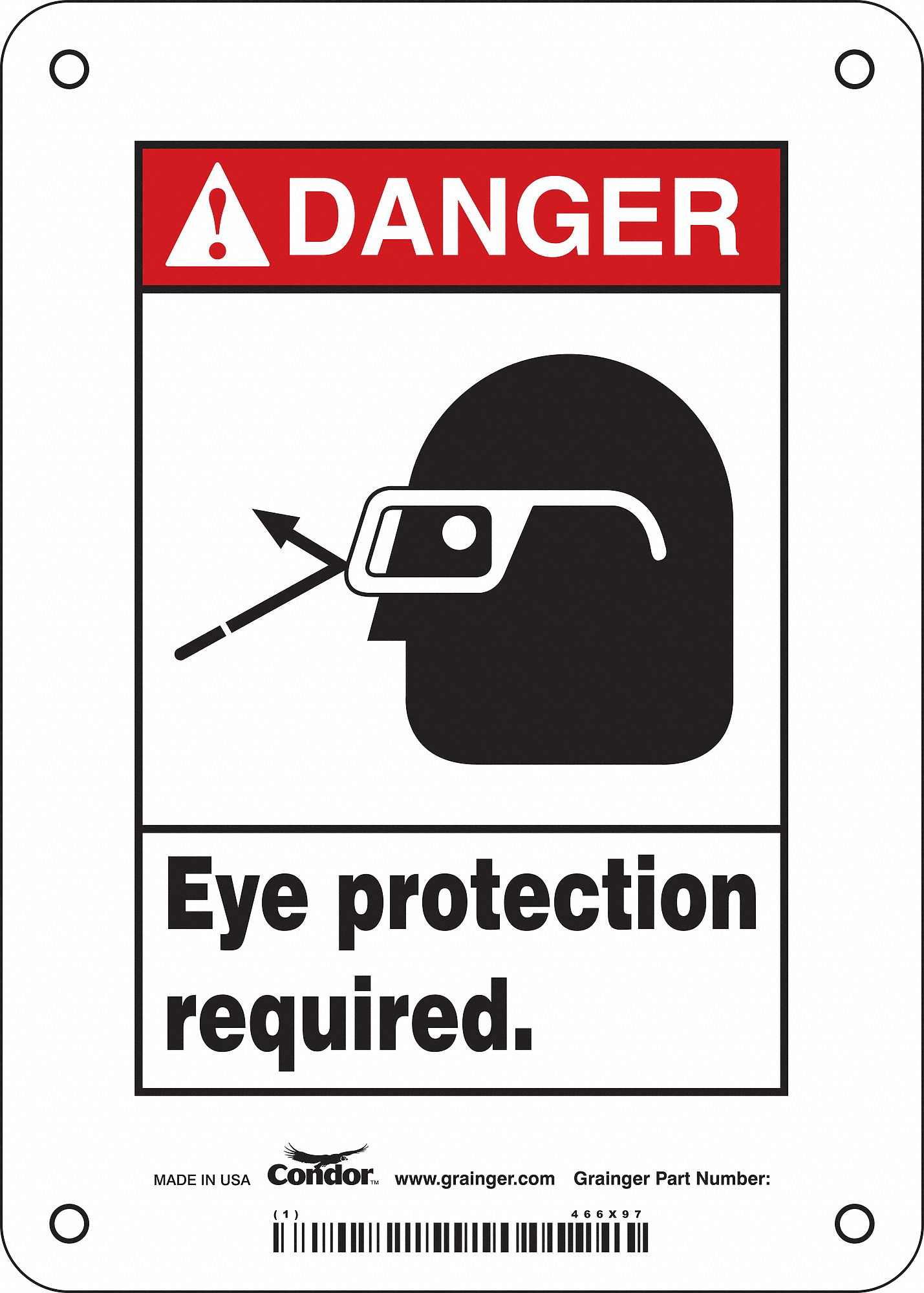 Safety Sign: Aluminum, Mounting Holes Sign Mounting, 7 in x 5 in Nominal Sign Size, 0.032 in Thick