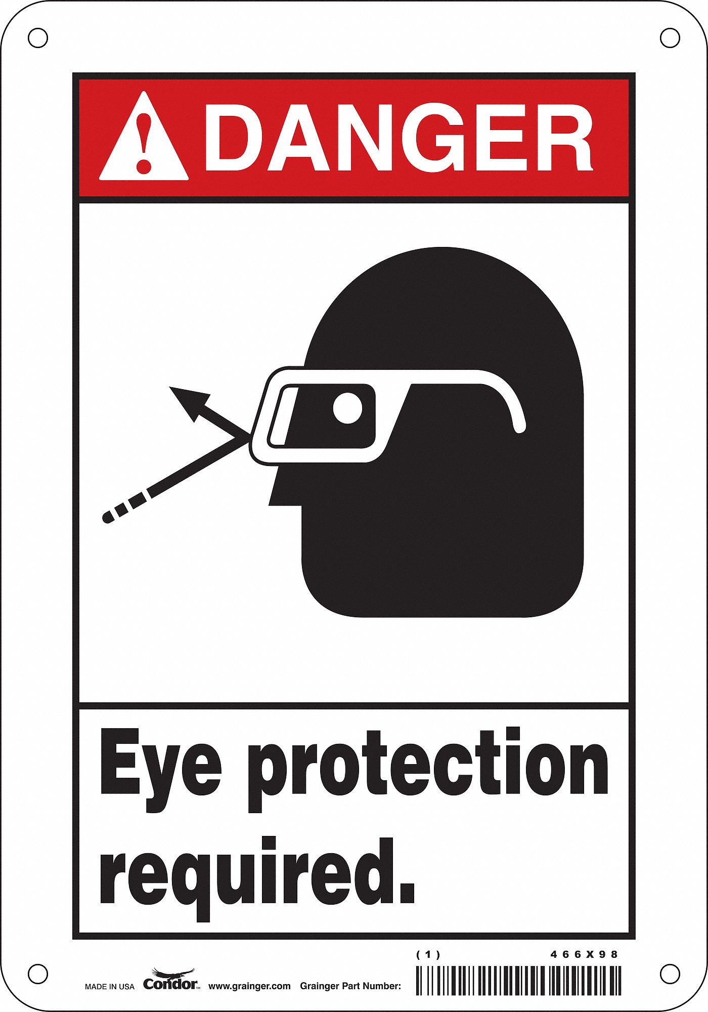 Safety Sign: Aluminum, Mounting Holes Sign Mounting, 10 in x 7 in Nominal Sign Size, 0.032 in Thick