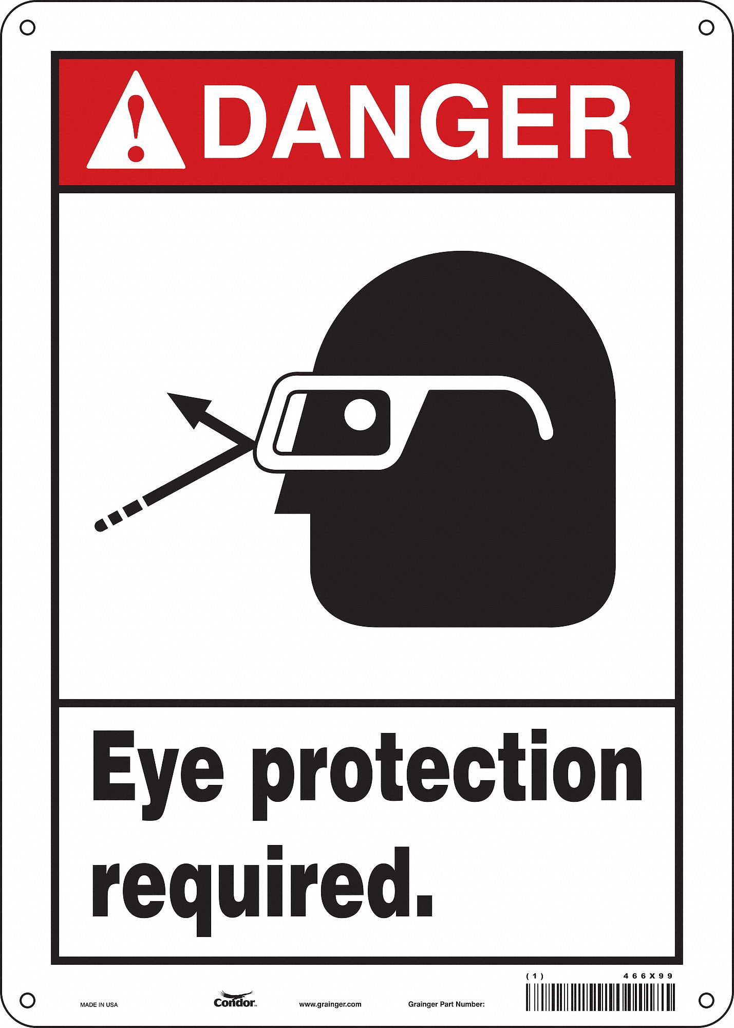 Safety Sign: Aluminum, Mounting Holes Sign Mounting, 14 in x 10 in Nominal Sign Size, 0.032 in Thick