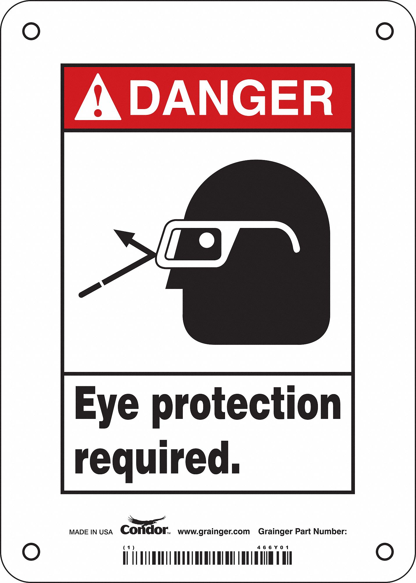 Safety Sign: Polyethylene, Mounting Holes Sign Mounting, 7 in x 5 in Nominal Sign Size