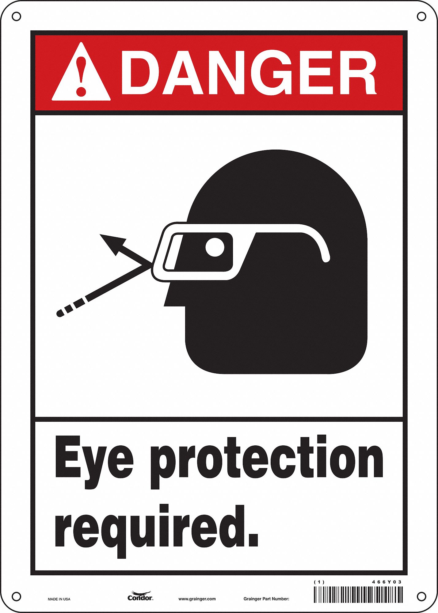 Safety Sign: Polyethylene, Mounting Holes Sign Mounting, 14 in x 10 in Nominal Sign Size, Danger
