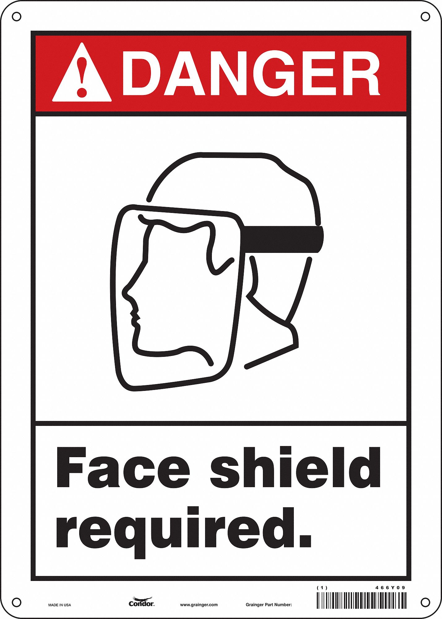 Safety Sign: Aluminum, Mounting Holes Sign Mounting, 14 in x 10 in Nominal Sign Size, 0.032 in Thick