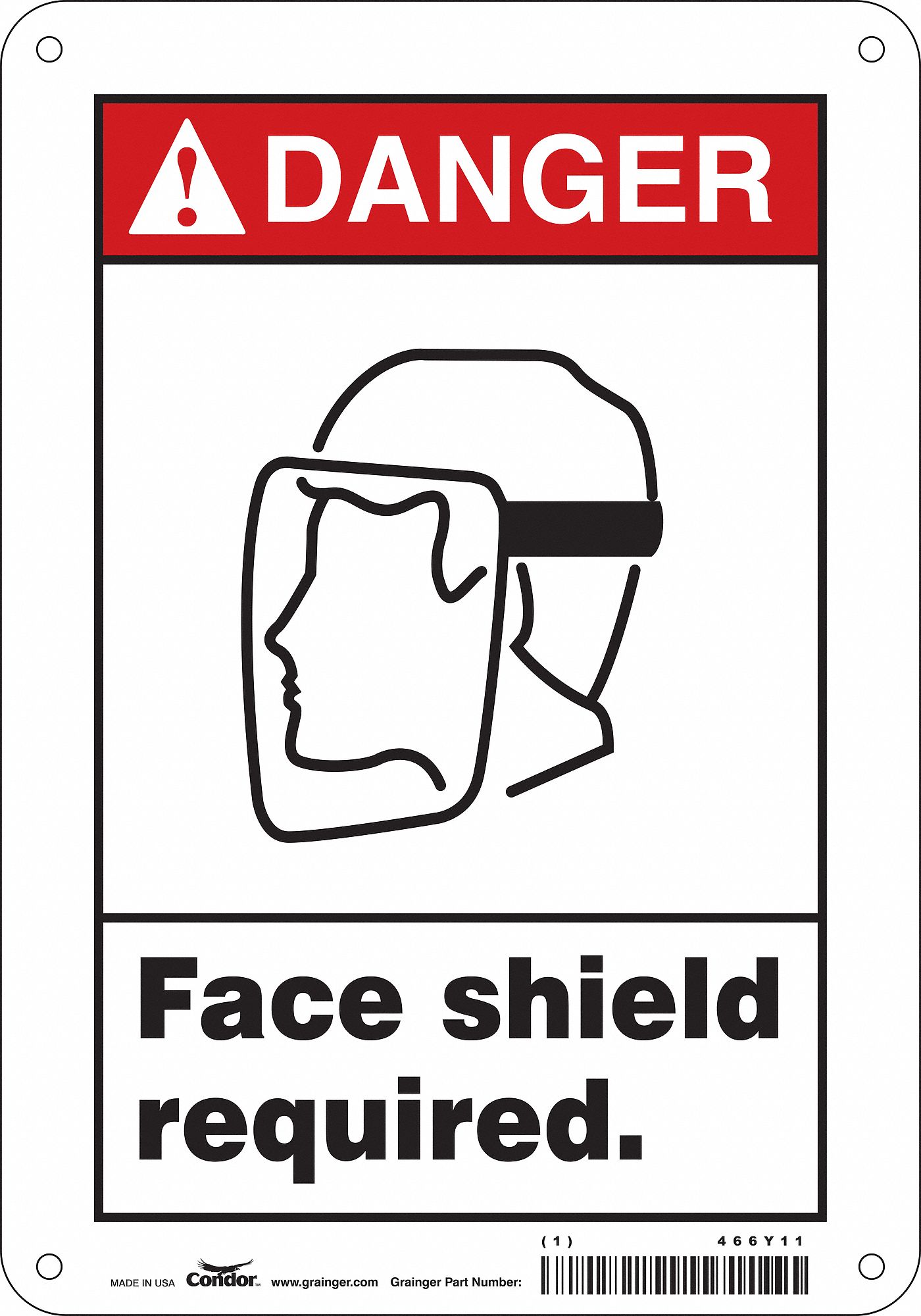 Safety Sign: Polyethylene, Mounting Holes Sign Mounting, 10 in x 7 in Nominal Sign Size, Danger