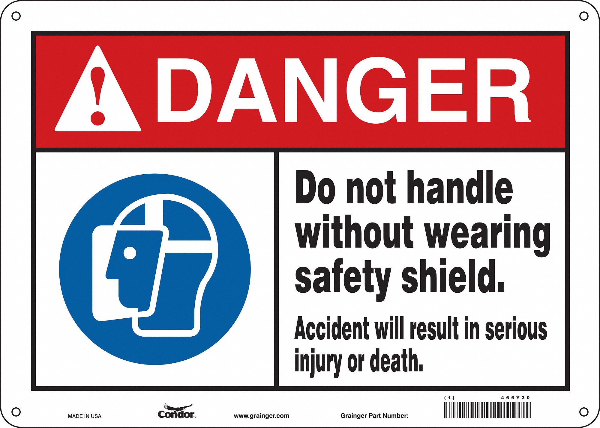 Safety Sign, 10 in x 14 in, Aluminum