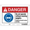 Danger: Do Not Operate Without Wearing Goggles. Accident Will Result In Serious Eye Injury Signs