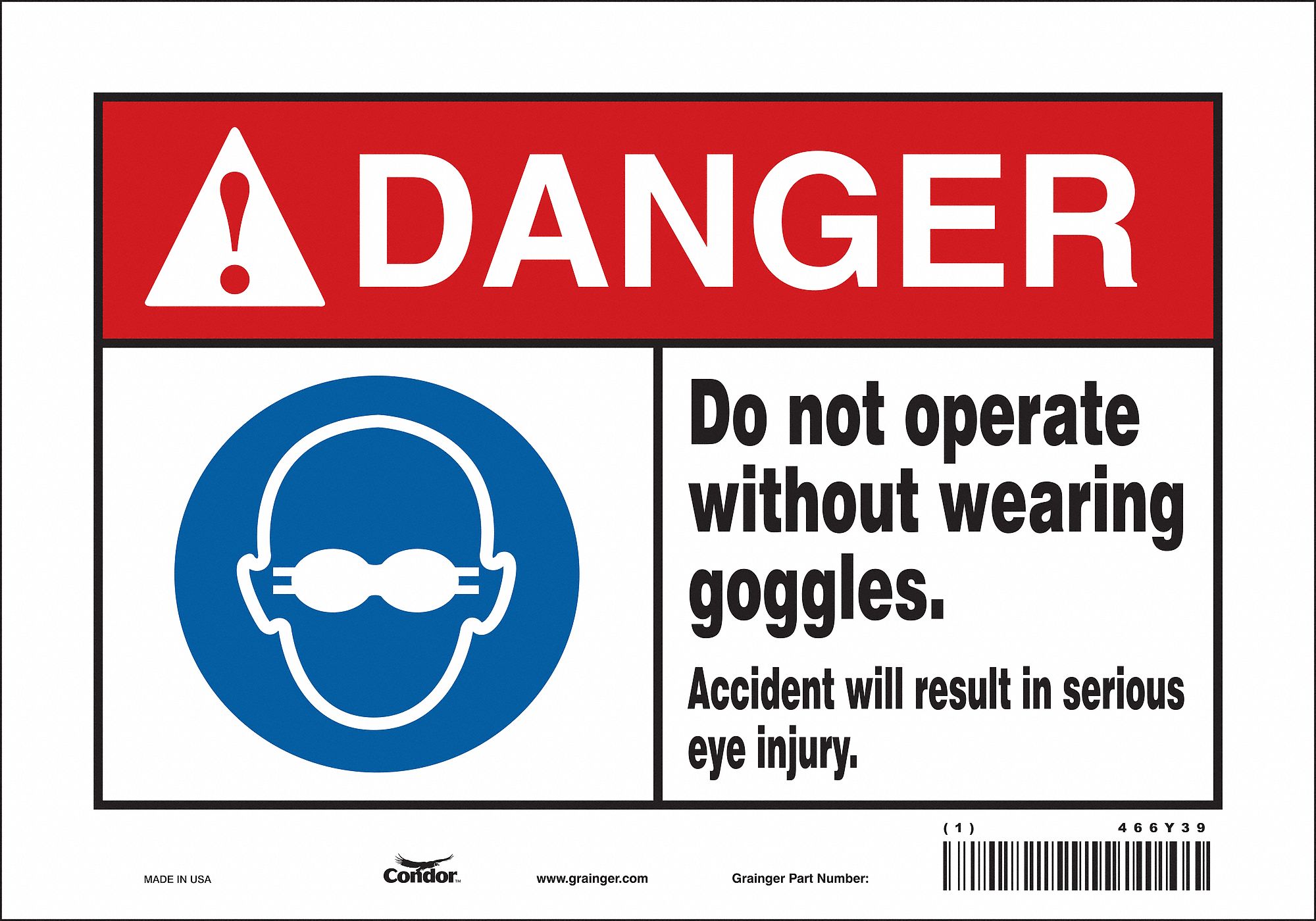 Safety Sign: Vinyl, Adhesive Sign Mounting, 7 in x 10 in Nominal Sign Size, Not Retroreflective
