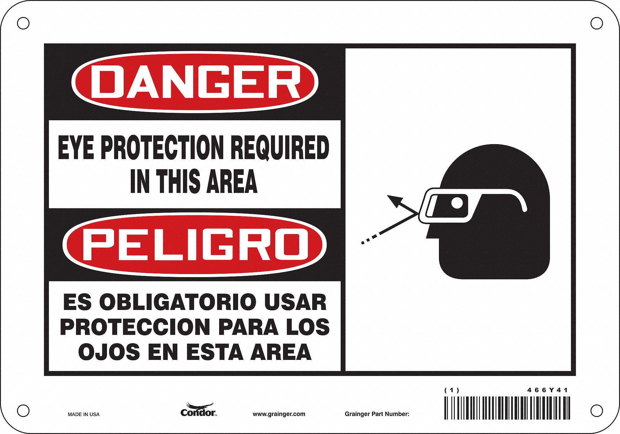 Safety Sign: Aluminum, Mounting Holes Sign Mounting, 7 in x 10 in Nominal Sign Size, 0.032 in Thick