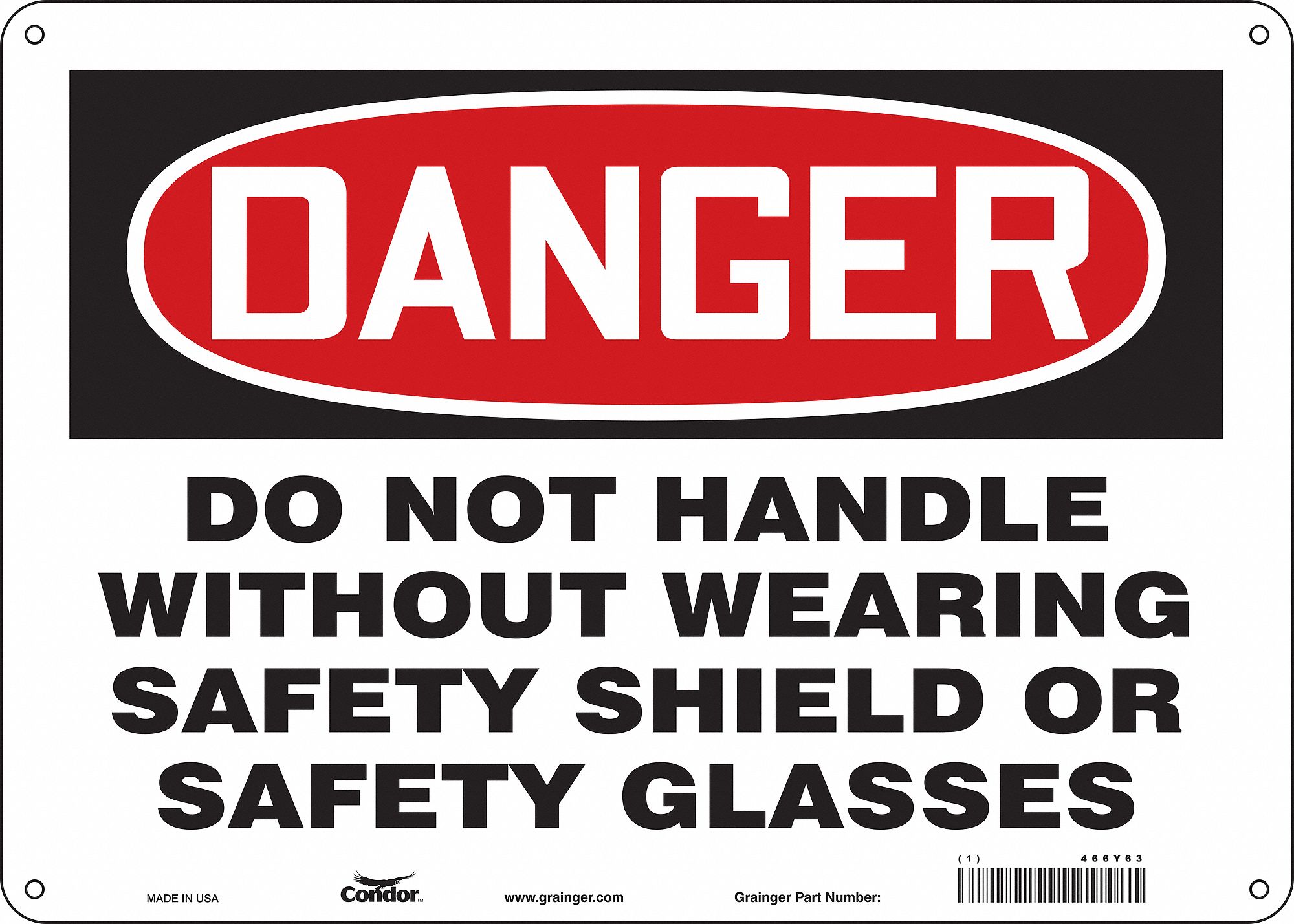 Safety Sign: Polyethylene, Mounting Holes Sign Mounting, 10 in x 14 in Nominal Sign Size, Danger