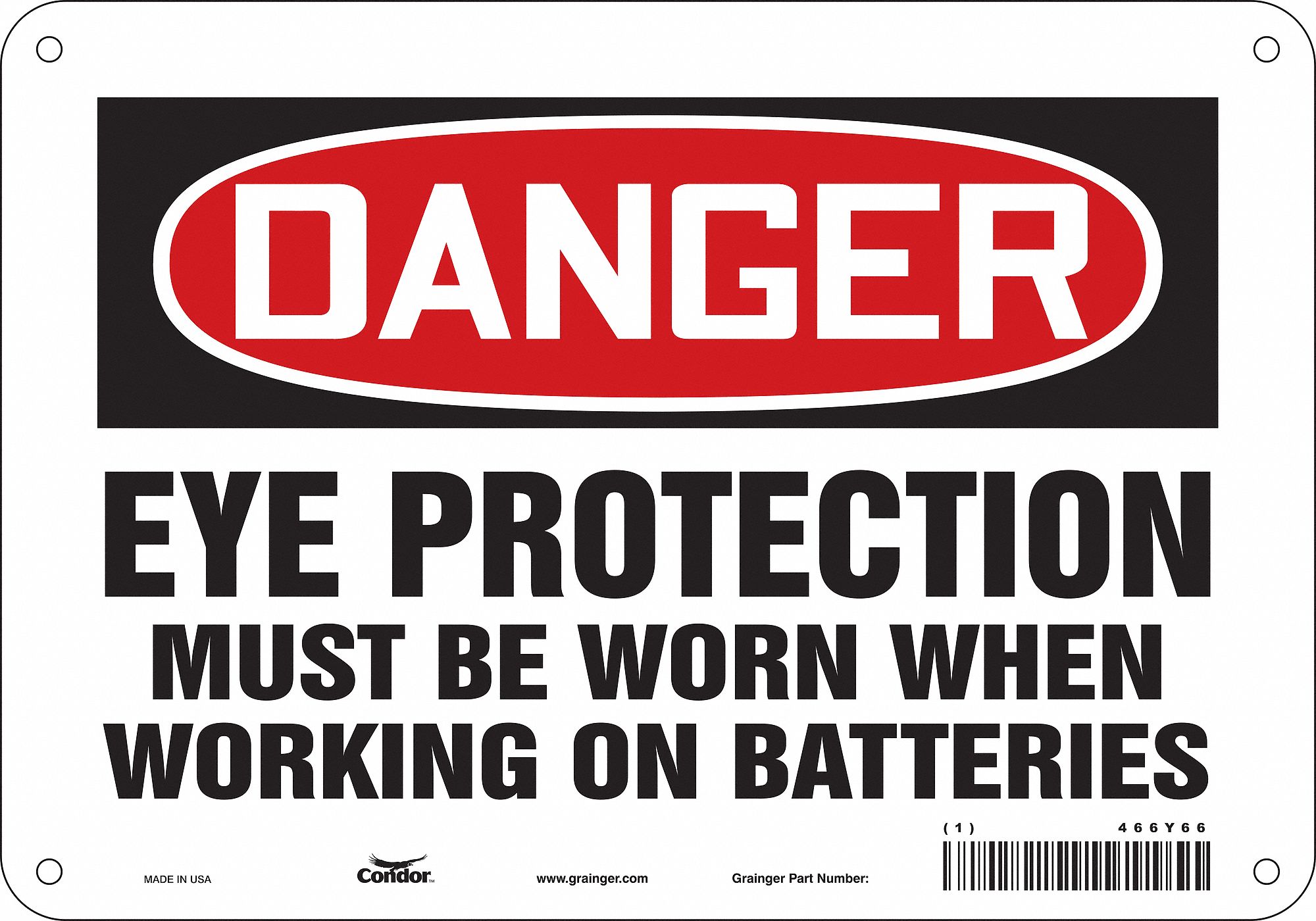 Safety Sign: Aluminum, Mounting Holes Sign Mounting, 7 in x 10 in Nominal Sign Size, 0.032 in Thick