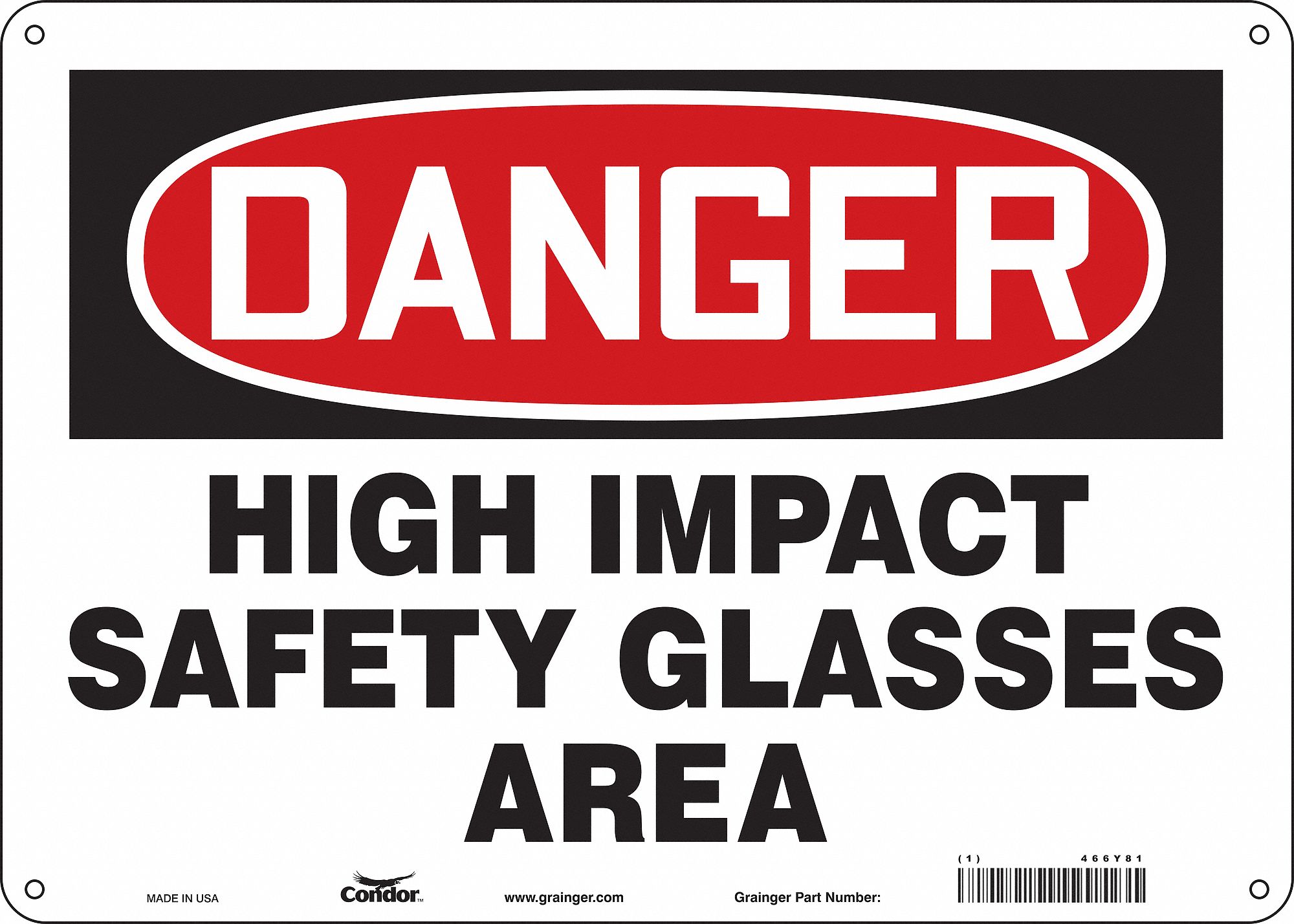 Safety Sign: Polyethylene, Mounting Holes Sign Mounting, 10 in x 14 in Nominal Sign Size, Danger