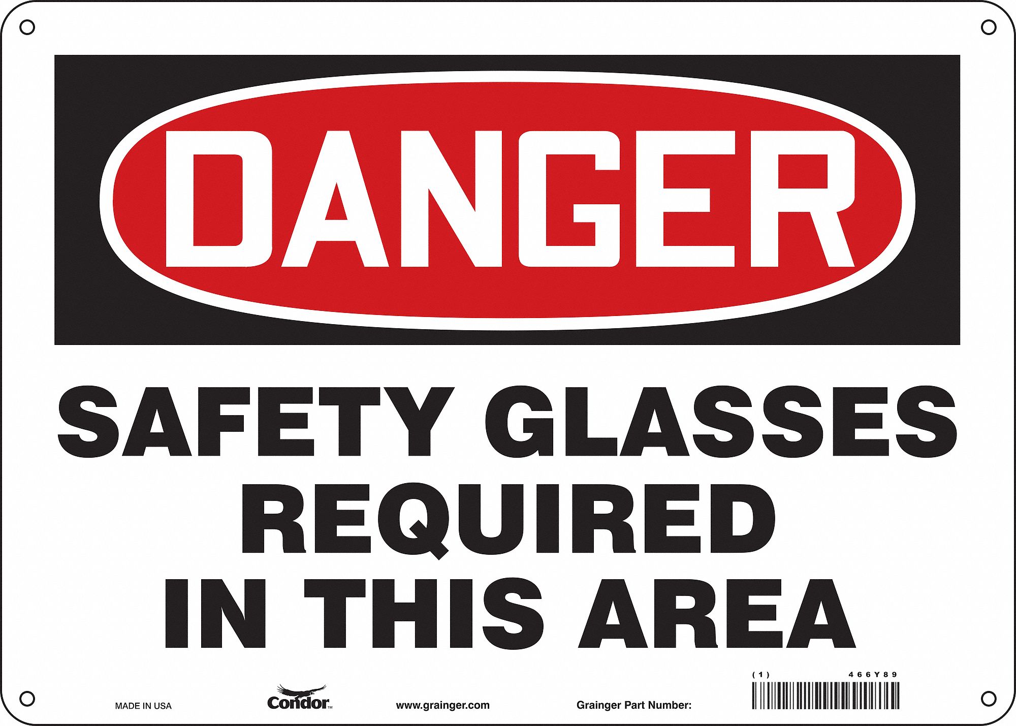 Safety Sign: Polyethylene, Mounting Holes Sign Mounting, 10 in x 14 in Nominal Sign Size, Danger
