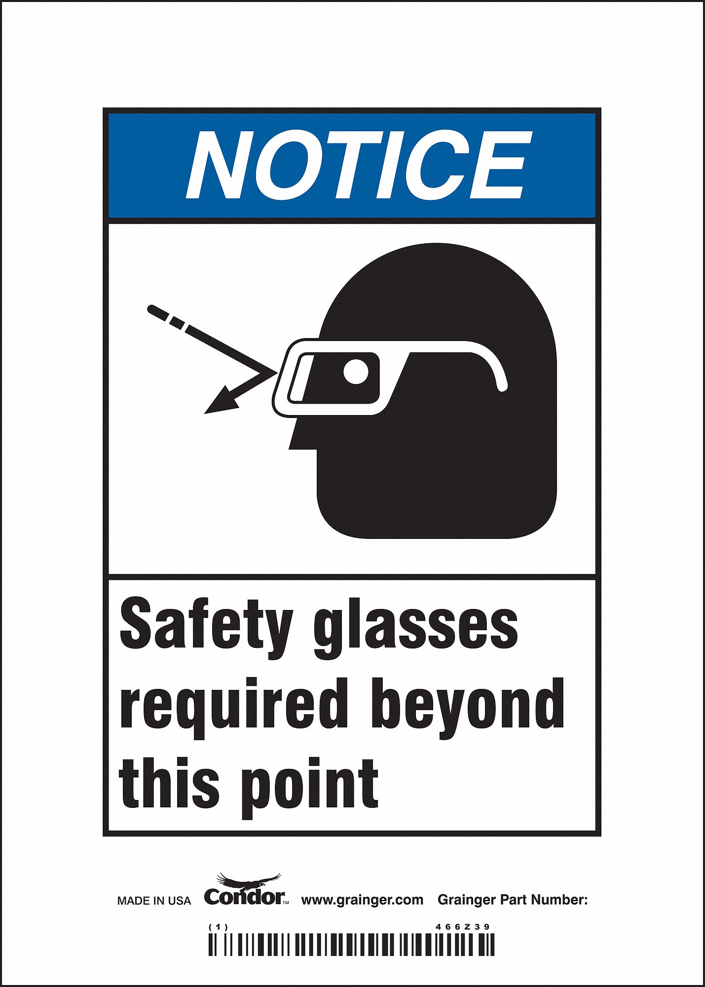 Safety Sign: Vinyl, Adhesive Sign Mounting, 7 in x 5 in Nominal Sign Size, Not Retroreflective, Wall