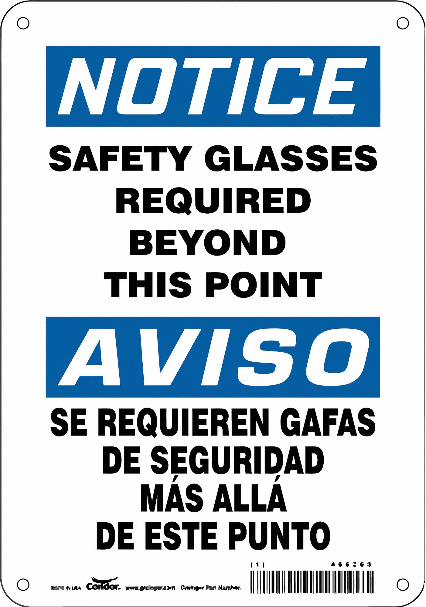 Safety Sign: Aluminum, Mounting Holes Sign Mounting, 10 in x 7 in Nominal Sign Size, 0.032 in Thick