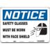 Notice: Safety Glasses Must Be Worn With Face Shield Signs