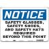 Notice: Safety Glasses, Safety Shoes, And Hard Hats Required Beyond This Point Signs