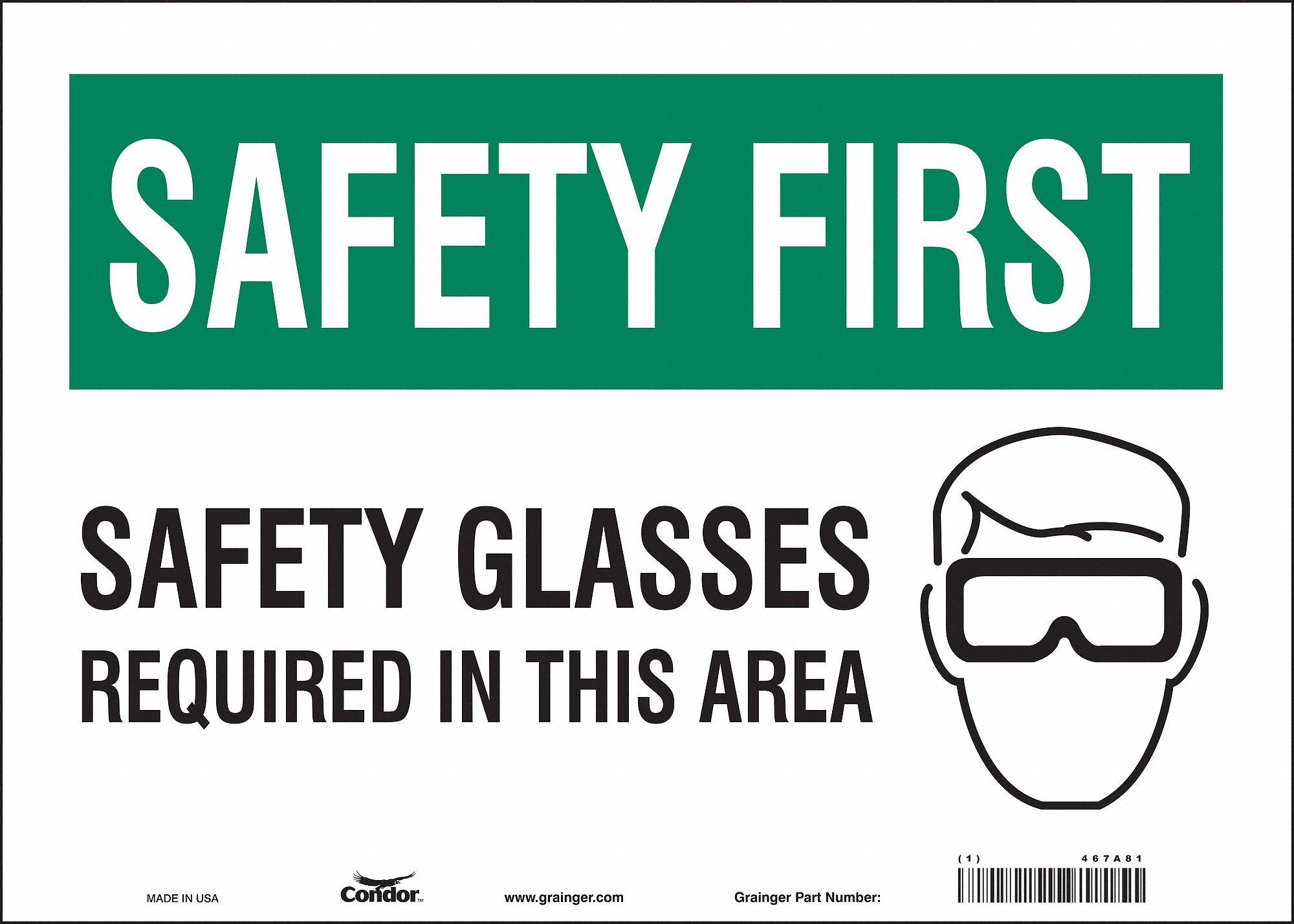Safety Sign: Vinyl, Adhesive Sign Mounting, 10 in x 14 in Nominal Sign Size, Not Retroreflective