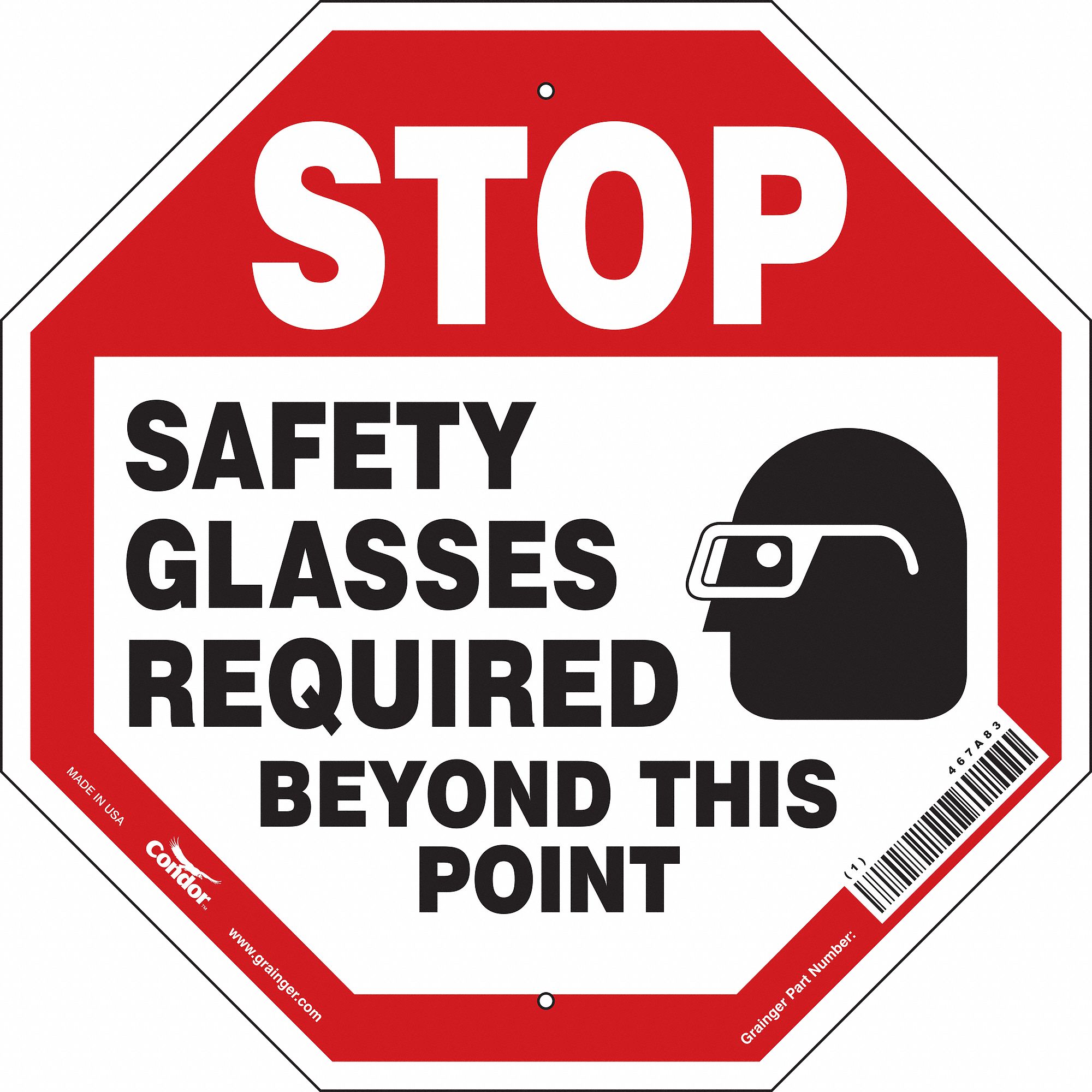 Safety Sign: Aluminum, Mounting Holes Sign Mounting, 18 in x 18 in Nominal Sign Size, 0.032 in Thick