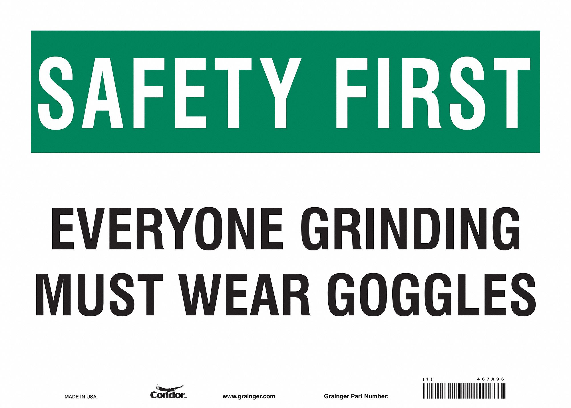 Safety Sign: Vinyl, Adhesive Sign Mounting, 10 in x 14 in Nominal Sign Size, Not Retroreflective