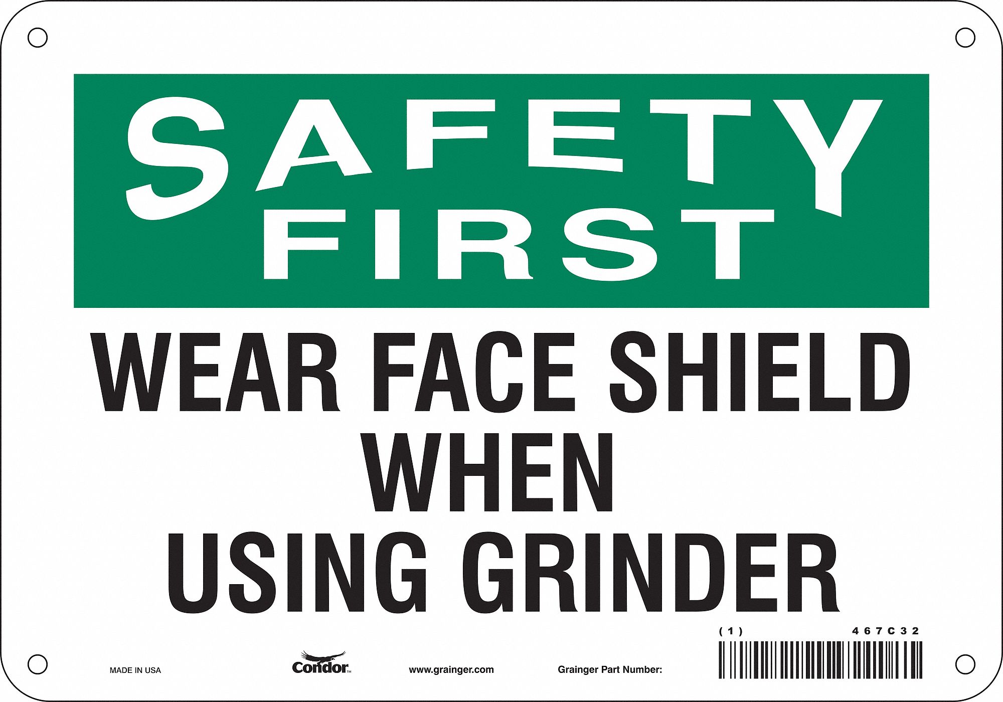 Safety Sign: Polyethylene, Mounting Holes Sign Mounting, 7 in x 10 in Nominal Sign Size, English
