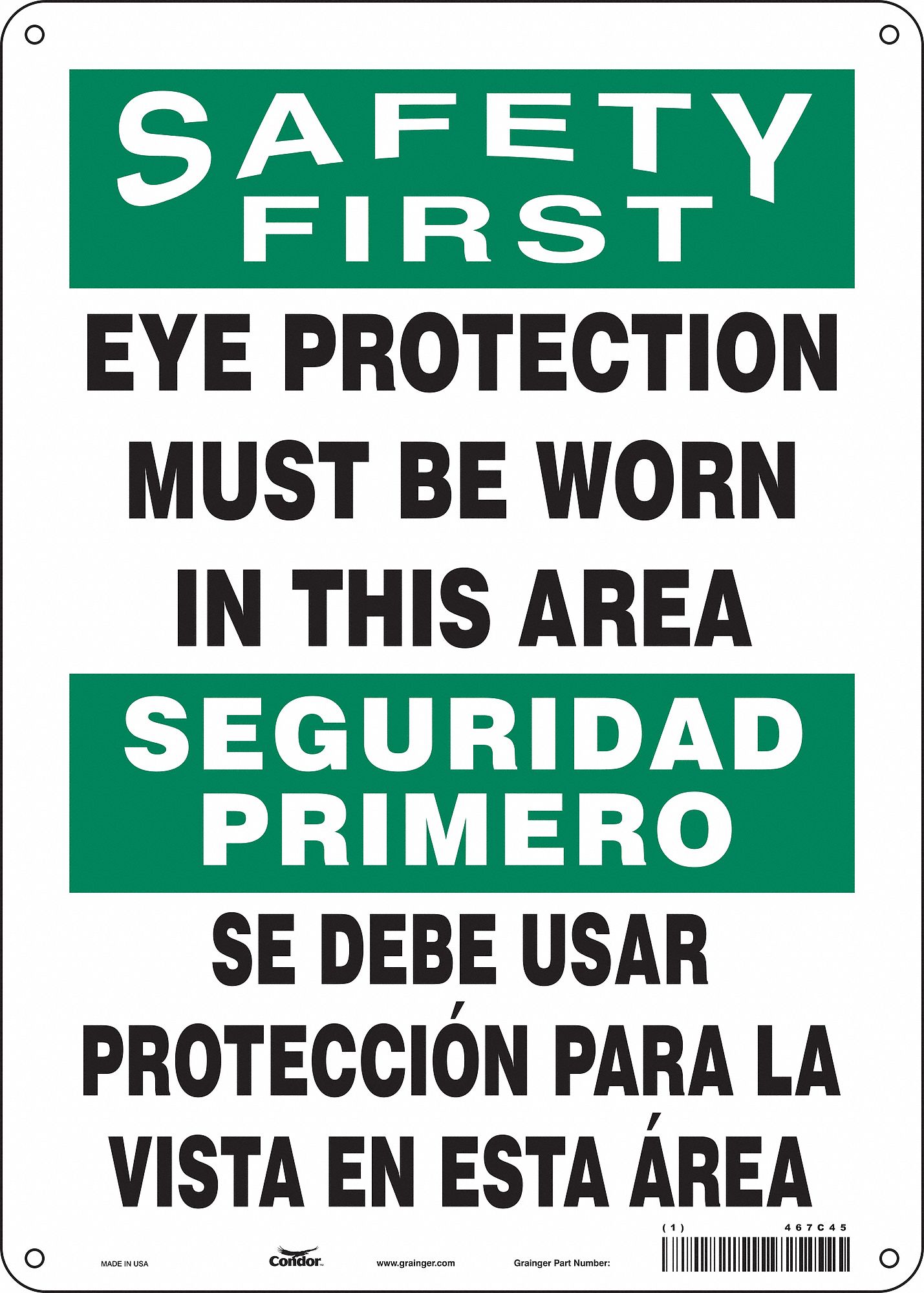 Safety Sign: Polyethylene, Mounting Holes Sign Mounting, 14 in x 10 in Nominal Sign Size, Wall