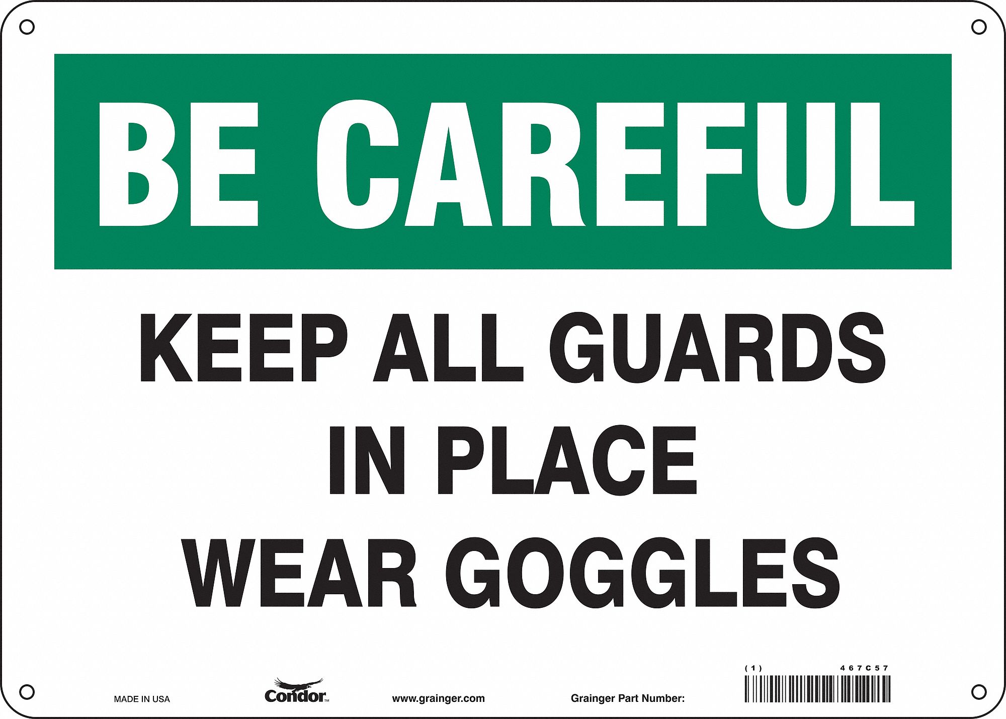 Safety Sign: Polyethylene, Mounting Holes Sign Mounting, 10 in x 14 in Nominal Sign Size, No Header