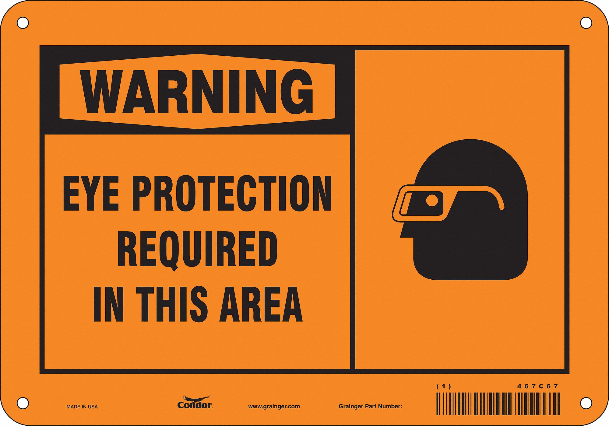 Safety Sign: Aluminum, Mounting Holes Sign Mounting, 7 in x 10 in Nominal Sign Size, 0.032 in Thick