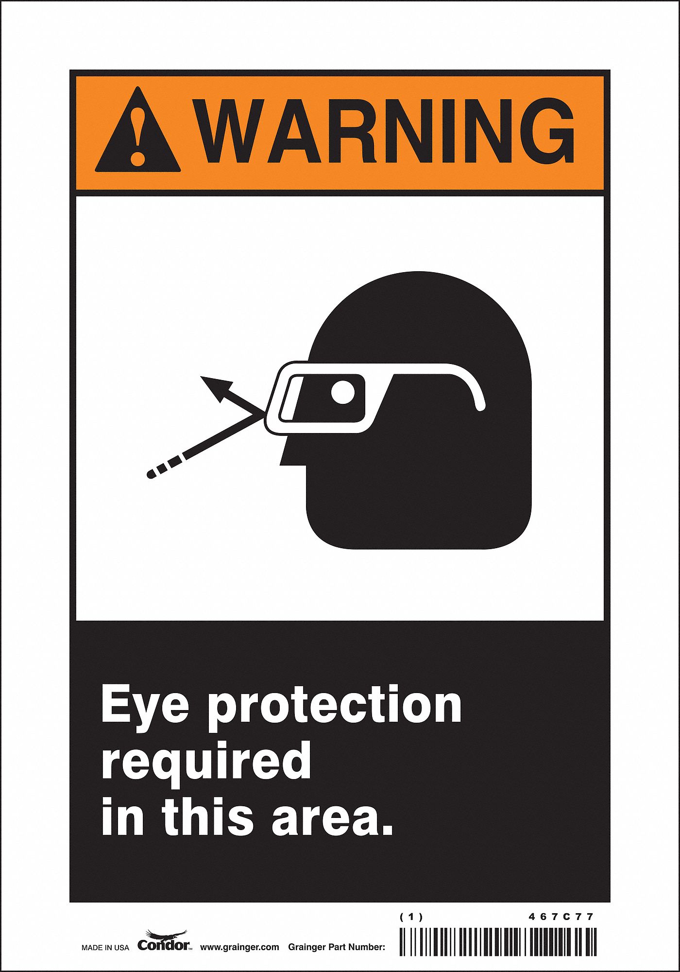 Safety Sign: Vinyl, Adhesive Sign Mounting, 10 in x 7 in Nominal Sign Size, Not Retroreflective