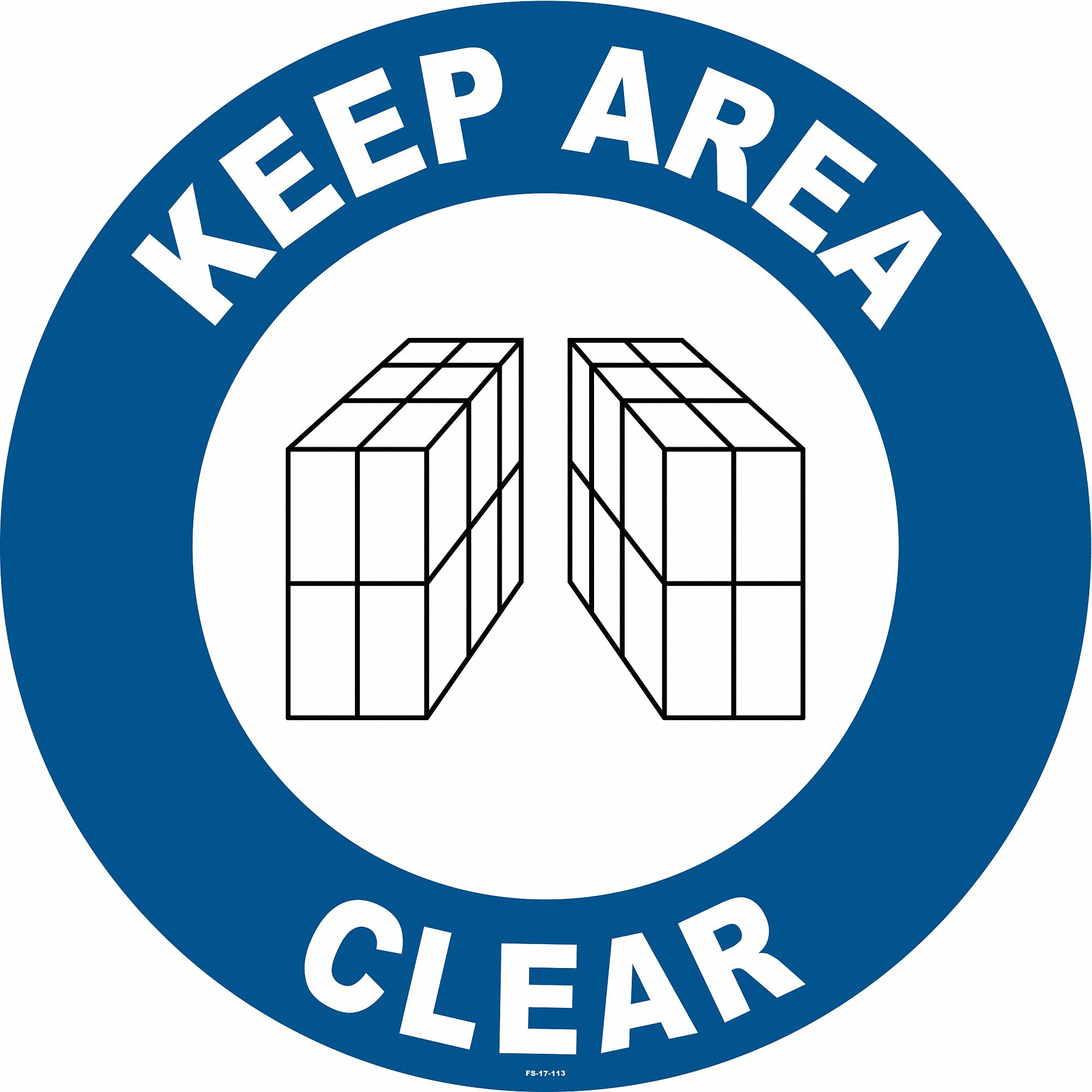 ANTI-SLIP FLOOR SIGN, VINYL, ADHESIVE MOUNT, 17 IN X 17 IN NOMINAL SIGN SIZE, 0.012 IN THICK, KEEP AREA CLEAR