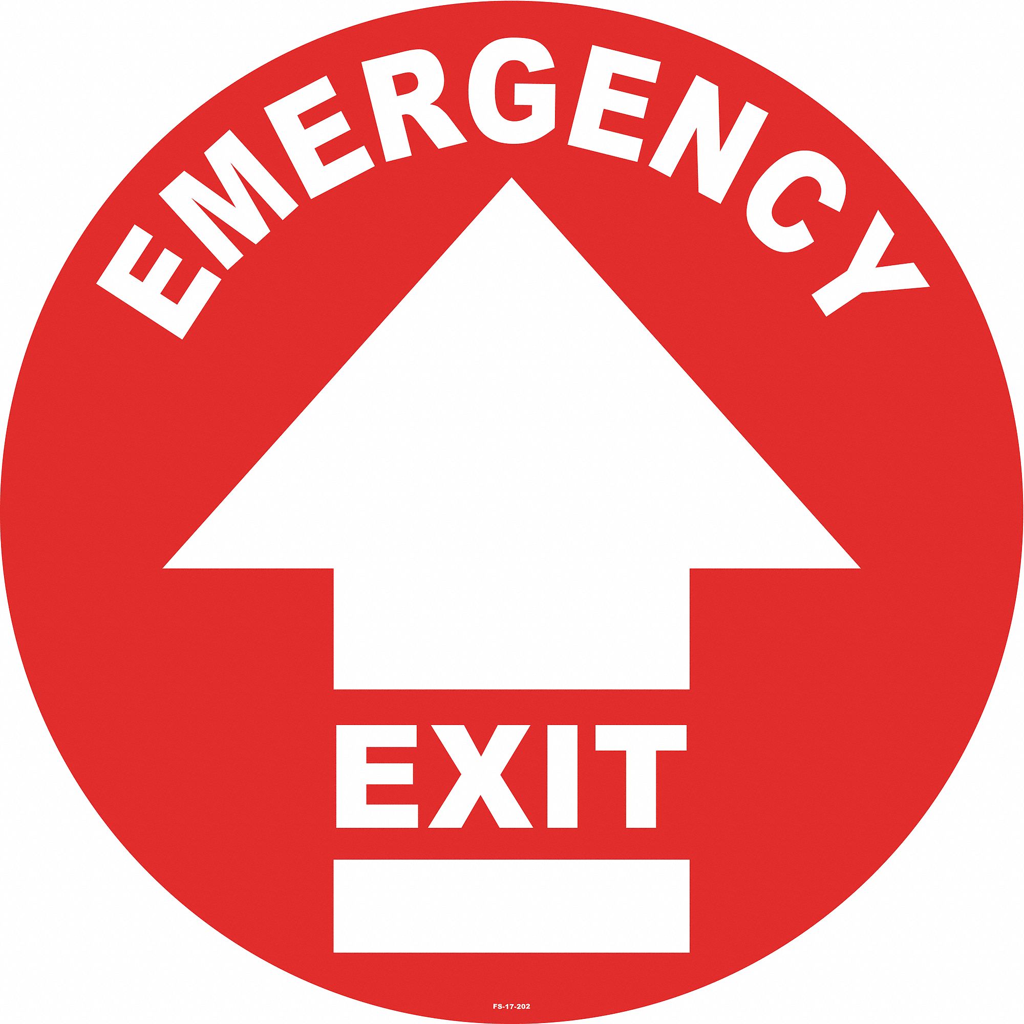 ANTI-SLIP FLOOR SIGN, VINYL, ADHESIVE MOUNT, 17 IN X 17 IN NOMINAL SIGN SIZE, 0.012 IN THICK, EMERGENCY EXIT