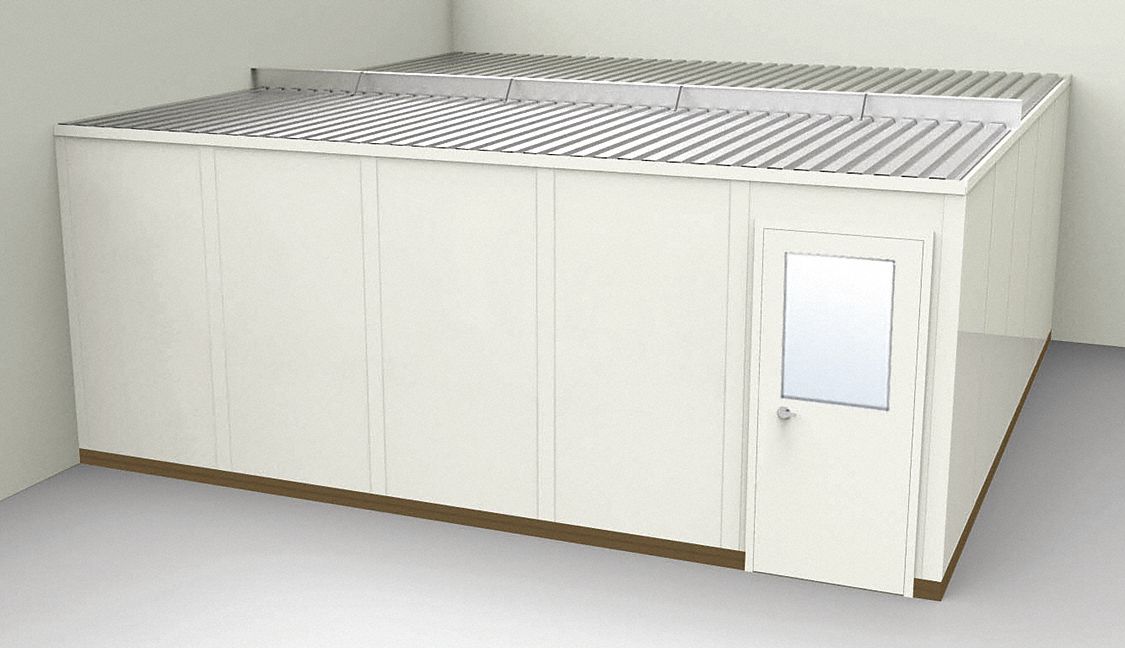 Modular In-Plant Office: 20 ft x 20 ft x 8 ft, 2 Walls, Steel-Covered Drywall, Beige