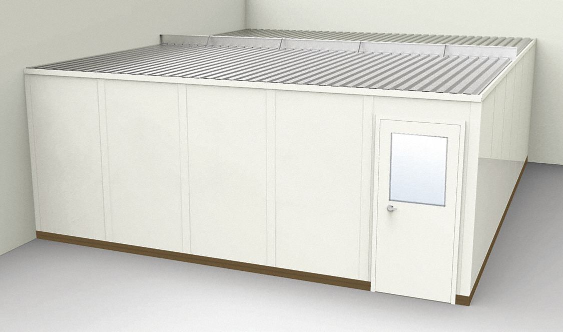 Modular In-Plant Office: 24 ft x 20 ft x 8 ft, 2 Walls, Steel-Covered Drywall, Beige