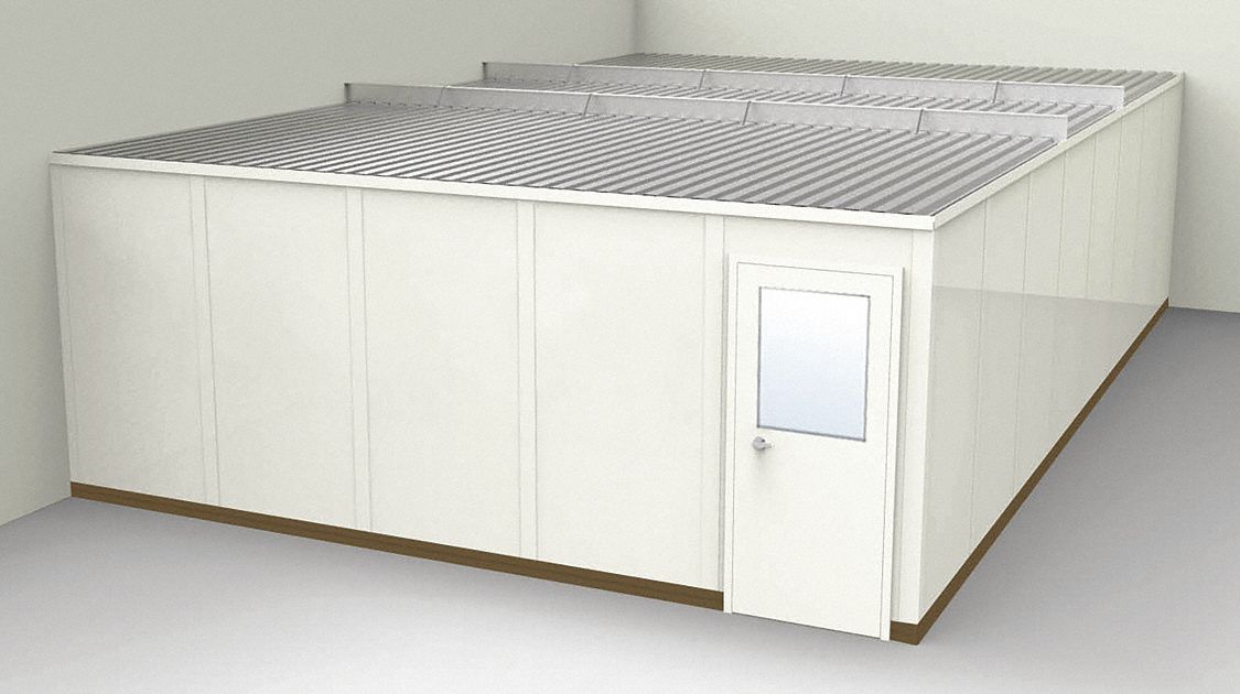 Modular In-Plant Office: 32 ft x 20 ft x 8 ft, 2 Walls, Steel-Covered Drywall, Beige