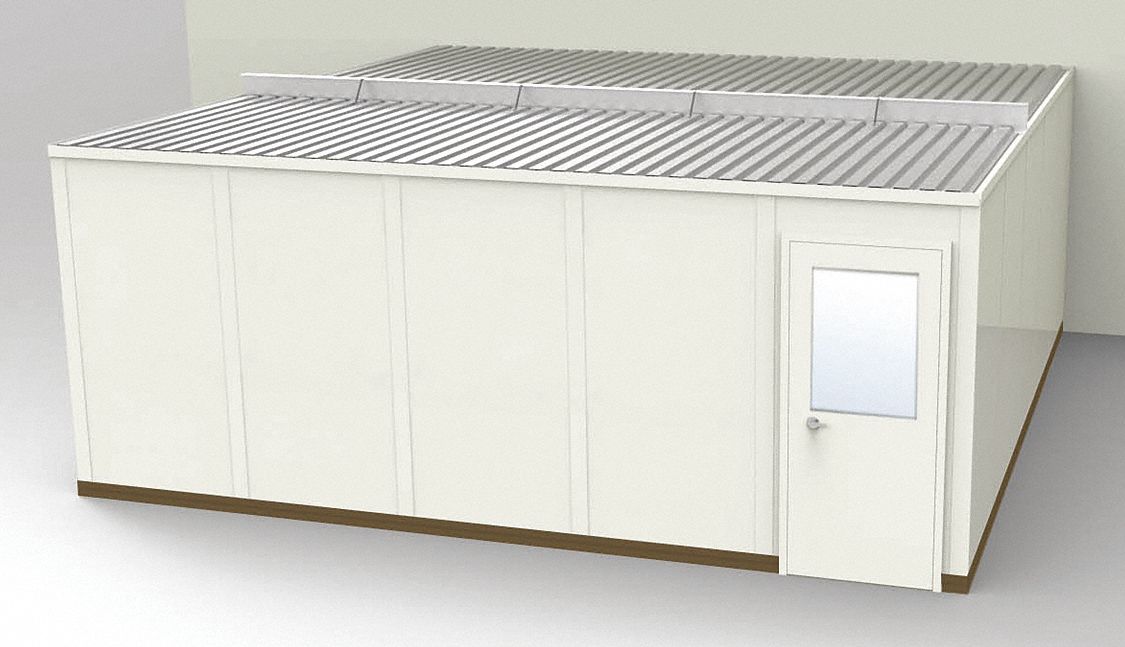 Modular In-Plant Office: 20 ft x 20 ft x 8 ft, 3 Walls, Steel-Covered Drywall, Beige