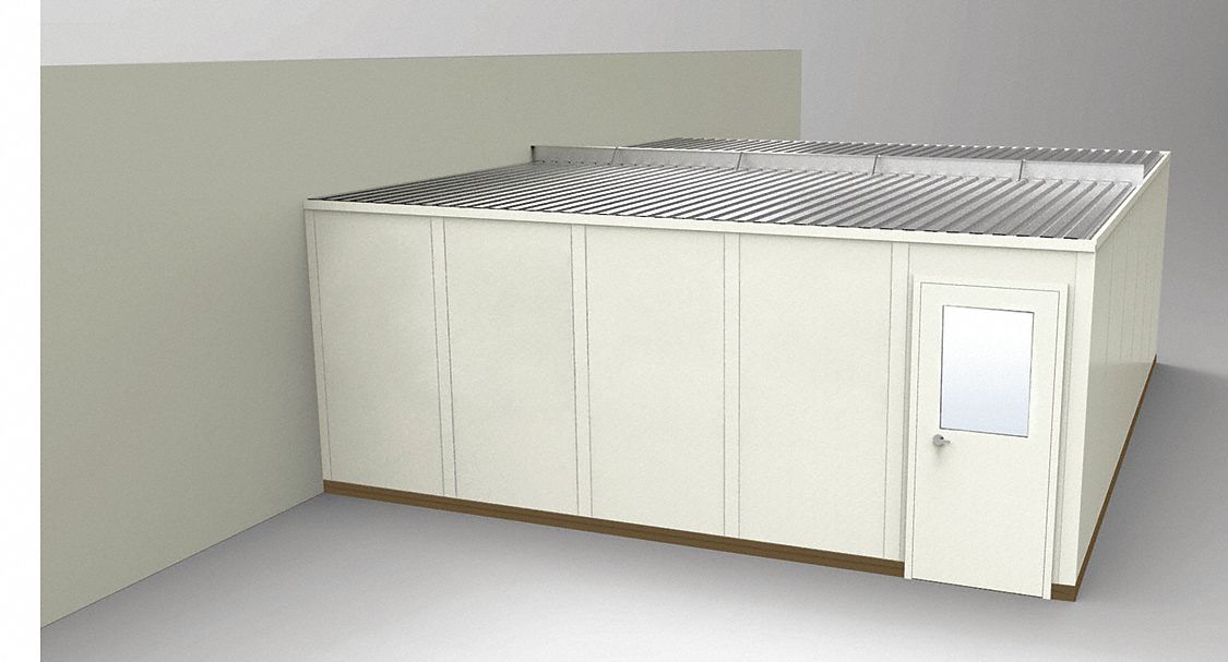 Modular In-Plant Office: 24 ft x 20 ft x 8 ft, 3 Walls, Steel-Covered Drywall, Beige
